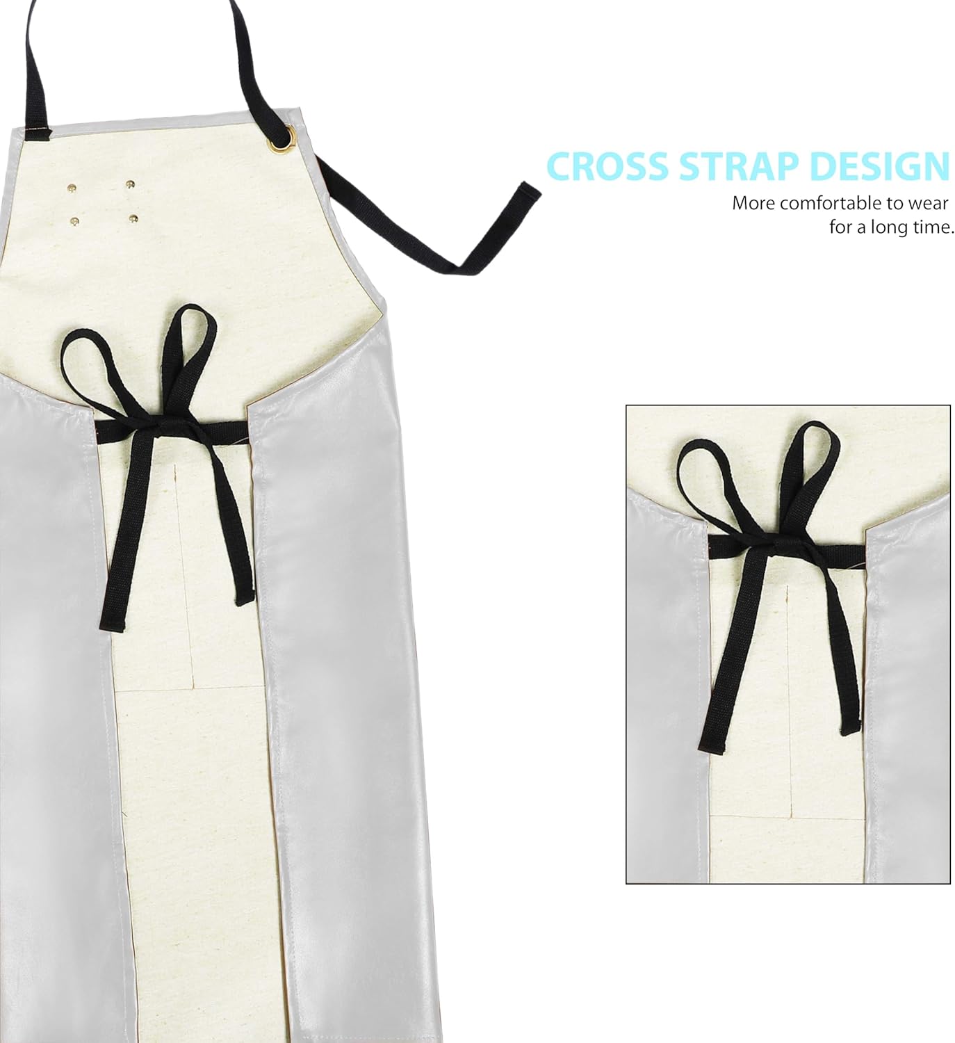 YANEK Unisex Waterproof Leather Chef Apron with Pockets | Leather Apron – Professional Heavy-duty for Home, Kitchen, BBQ, Coffee Shop | 2 Pockets, Adjustable Strap (Green)