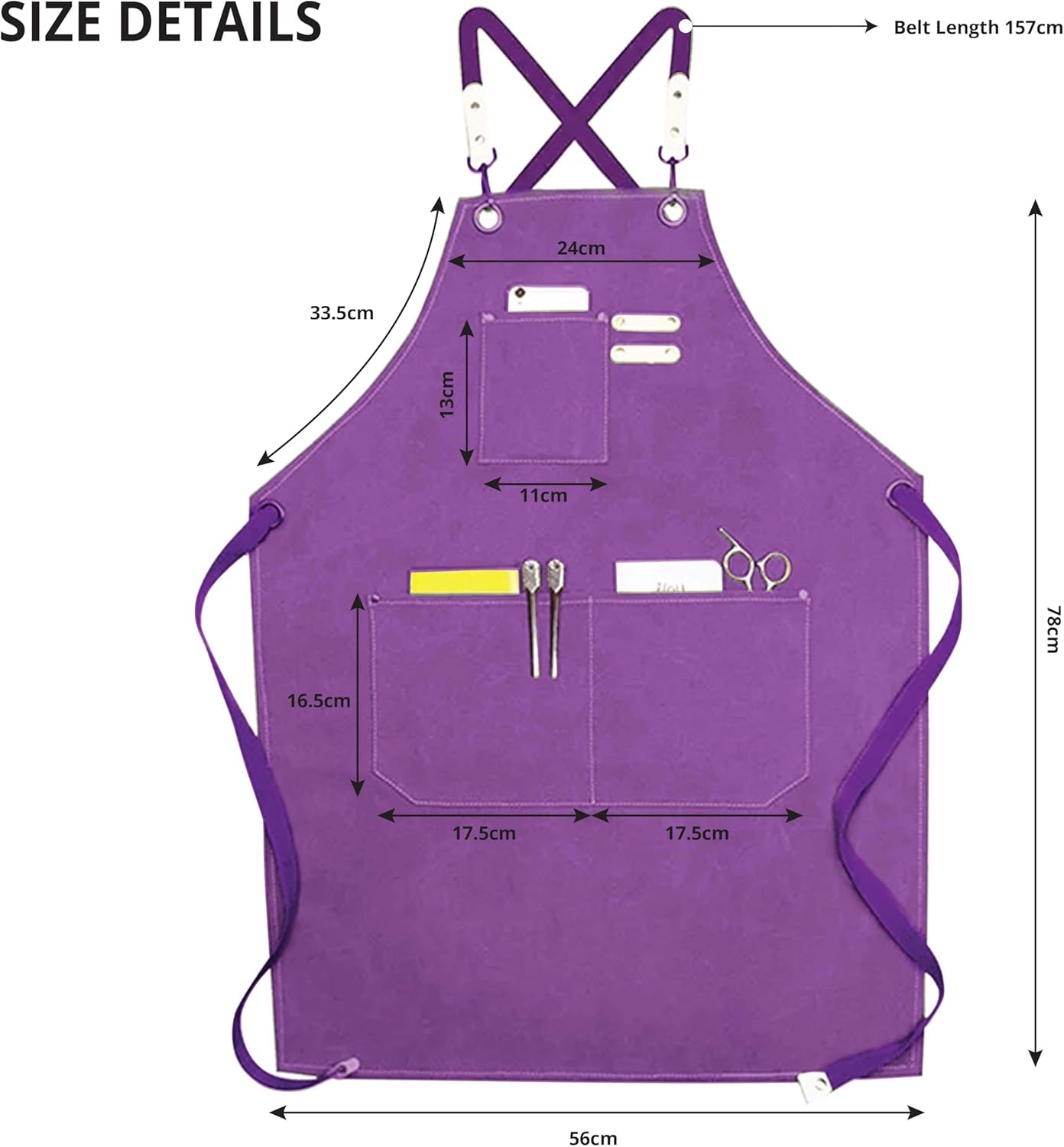 YANEK Chef Apron Cotton Canvas Cross Back Adjustable Apron with 3 Pockets Waterdrop Resistant | for Chef, Artist Painting, Baker, Barista, Bartender, Restaurant, BBQ Aprons for Unisex