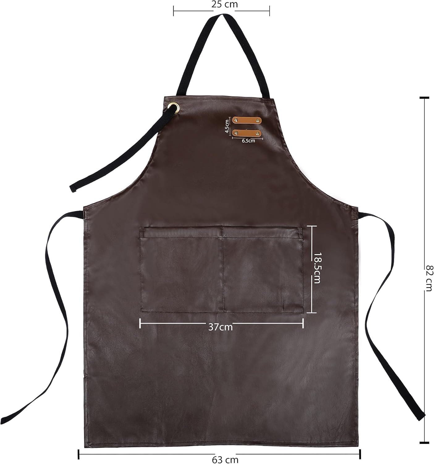 YANEK Unisex Waterproof Leather Chef Apron with Pockets | Leather Apron – Professional Heavy-duty for Home, Kitchen, BBQ, Coffee Shop | 2 Pockets, Adjustable Strap (Green)