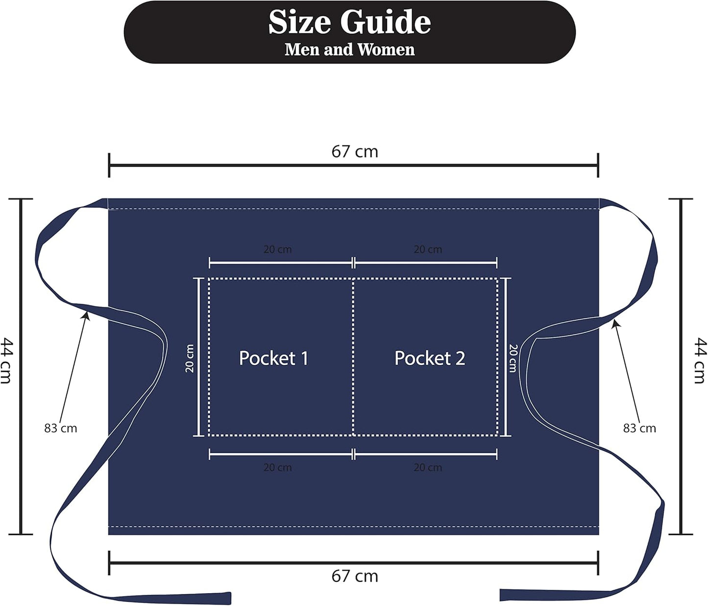 YANEK Kitchen Short Apron | Unisex | Chef Kitchen Adjustable Bib Apron with Pockets & Adjustable Tie Rope | For Home, Restaurant, Café, Hotel, Bakery, Salon