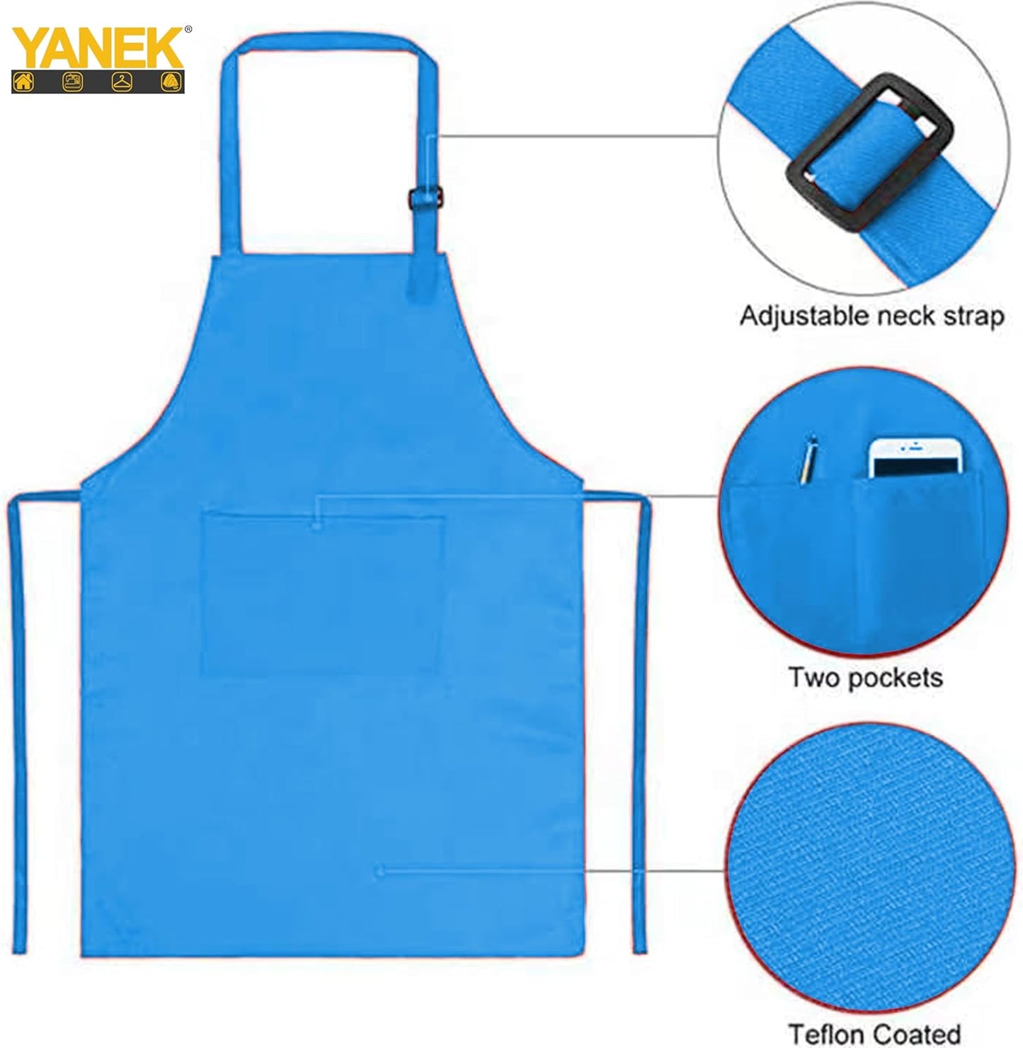 YANEK Kids Apron and Chef Hat Cooking Set, Adjustable Children Kitchen Chef Apron with 2 Pocket & Chef hat | Chef costume for kids, kids apron for painting set, Baking, Cooking (5-12 years)