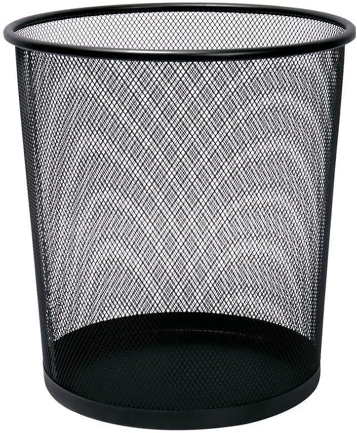 Yanek Compact Mesh Wastebasket, Durable Black Metal Garbage Bin Ideal for Use in Home, Office, Bathroom, and Kitchen, Lightweight Trash Can 23x26cm (Small)
