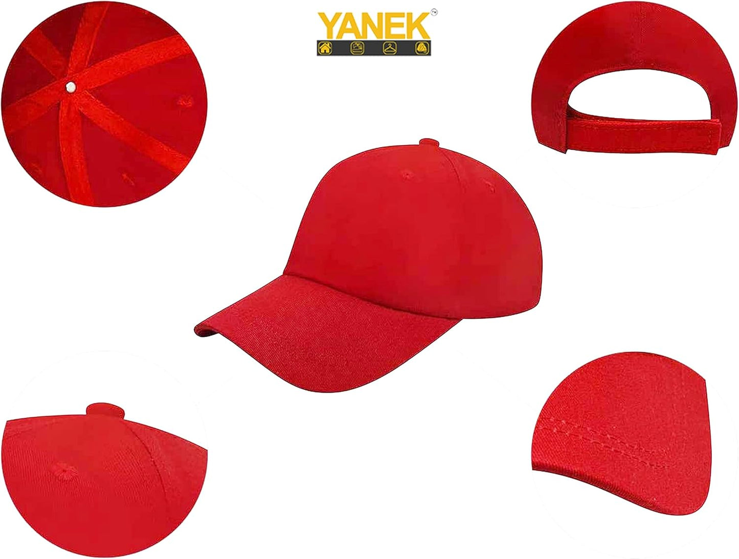 YANEK Plain Baseball Cap – Cotton Adjustable Dad Hat with Velcro | Classic Sports Cap for Men & Women | Wholesale Caps UAE.