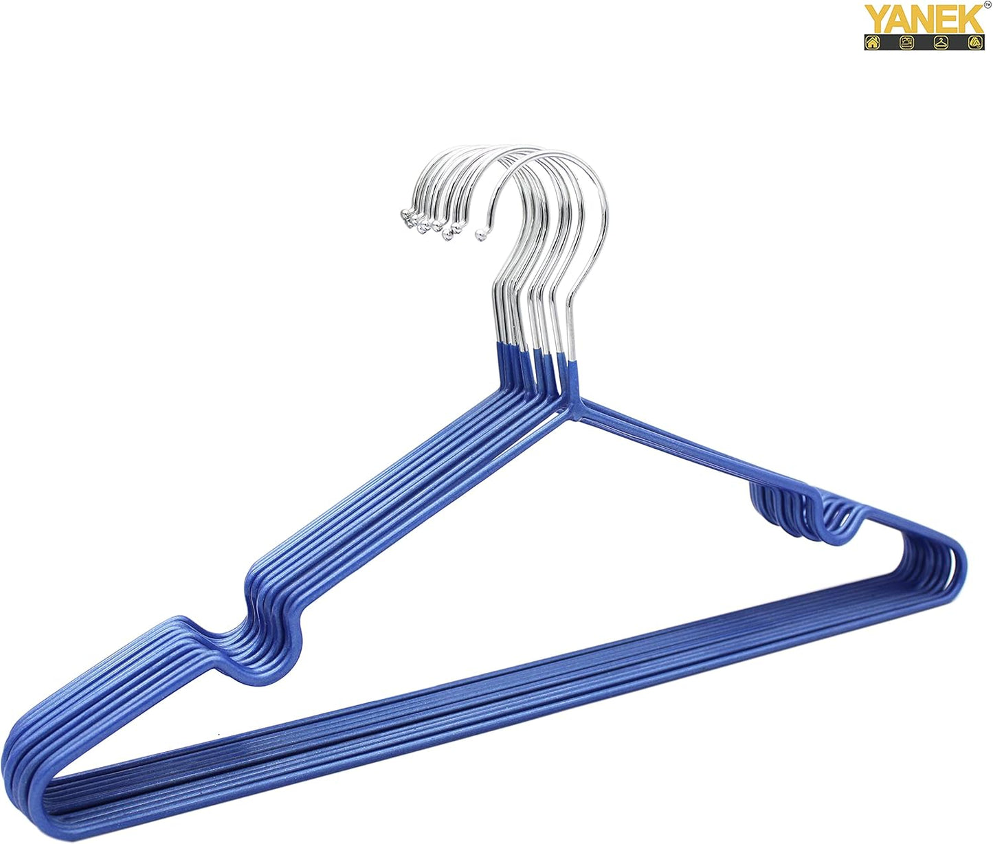 YANEK Metal Hangers | For Shirt, Coat, Trousers | Strong, Anti Slip & Space Saving | Rubber Coated, 40 CM (Black, 50)