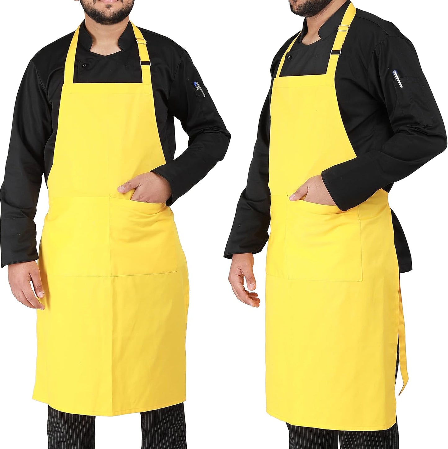 YANEK Kitchen Apron | Unisex Chef Kitchen Adjustable Bib Apron with Pockets | For Home, Restaurant, Cafe