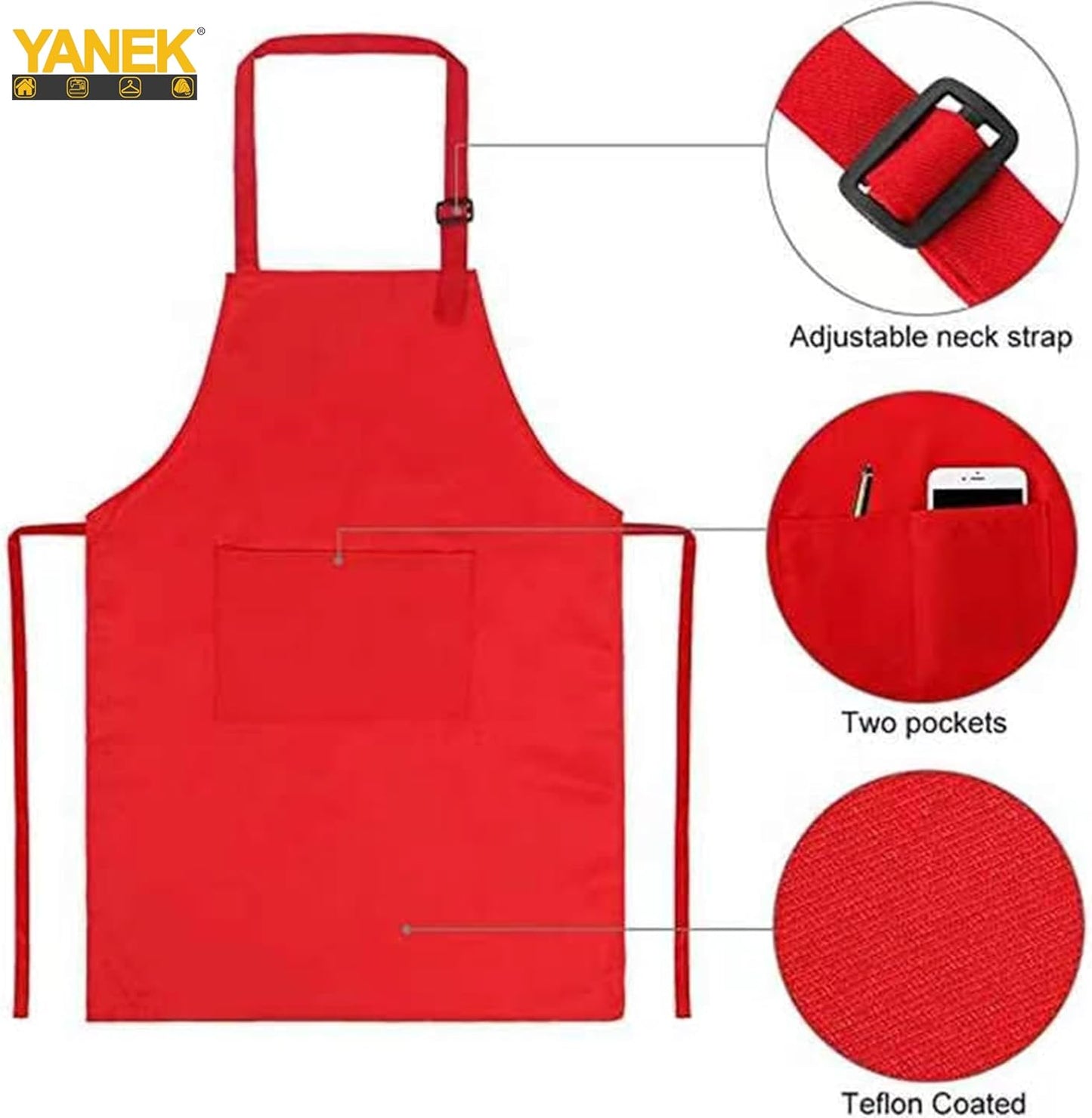YANEK Kids Apron and Chef Hat Cooking Set, Adjustable Children Kitchen Chef Apron with 2 Pocket & Chef hat | Chef costume for kids, kids apron for painting set, Baking, Cooking (5-12 years)
