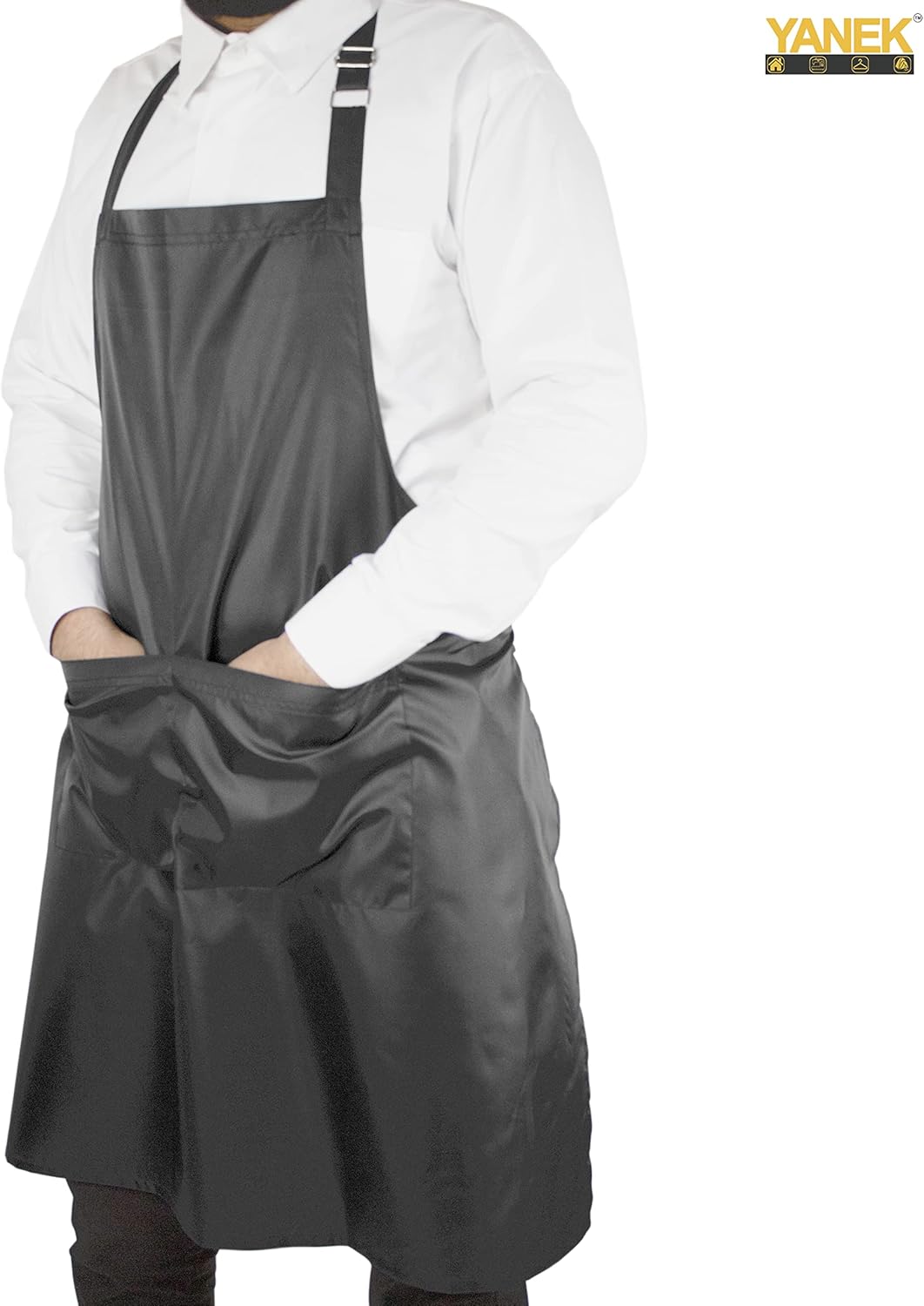 YANEK Waterproof Kitchen Apron – Unisex Adjustable Apron with 2 Pockets | Waterproof & Durable for Restaurant, Café, Workshop | Wholesale Kitchen Uniforms UAE.