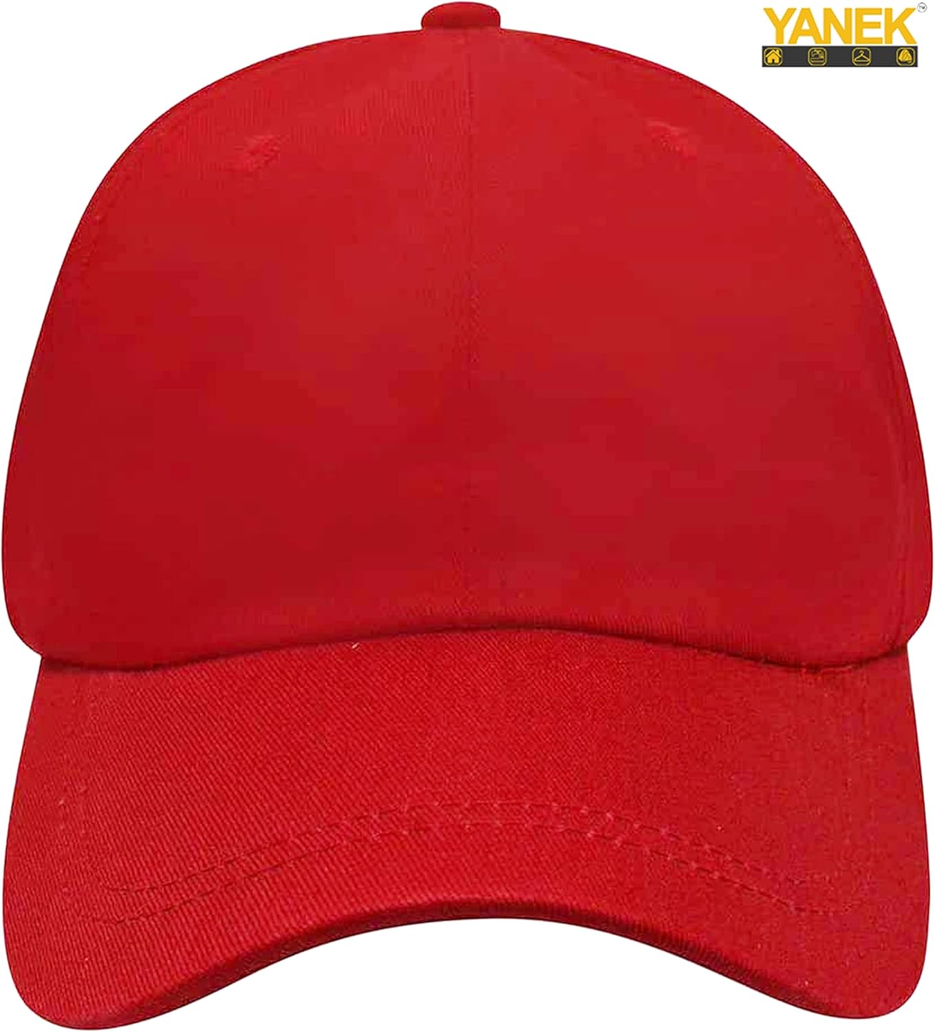 YANEK Plain Baseball Cap – Cotton Adjustable Dad Hat with Velcro | Classic Sports Cap for Men & Women | Wholesale Caps UAE.