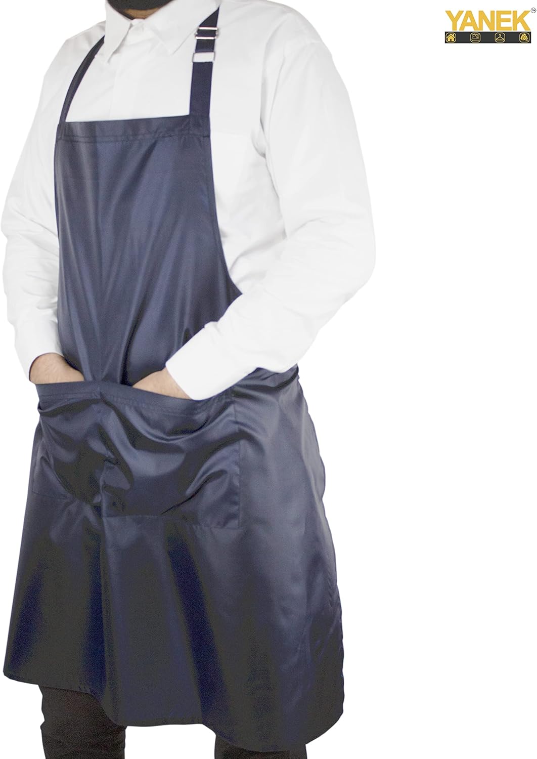 YANEK Waterproof Kitchen Apron – Unisex Adjustable Apron with 2 Pockets | Waterproof & Durable for Restaurant, Café, Workshop | Wholesale Kitchen Uniforms UAE.