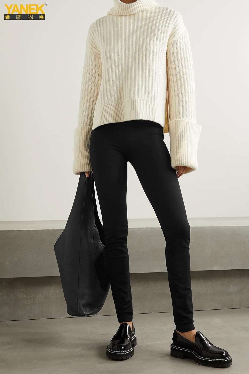 YANEK Plain Black Leggings – Stretchable Cotton Blend with Elastic Waist | Free Size | For Yoga, Running, Fitness & Daily Wear | Wholesale Leggings UAE