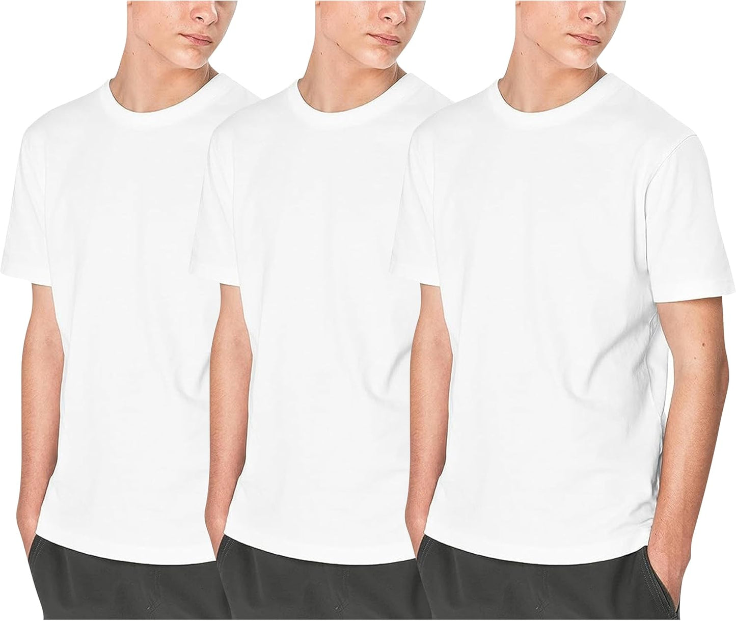 YANEK Solid Unisex Round Neck T-Shirt with Short Sleeves | Crafted from 180 GSM Combed Cotton BIOWASH | All-Day Comfort | Soft | Versatile Fabric for Every Season | Wrinkle-Resistant | Set of 3