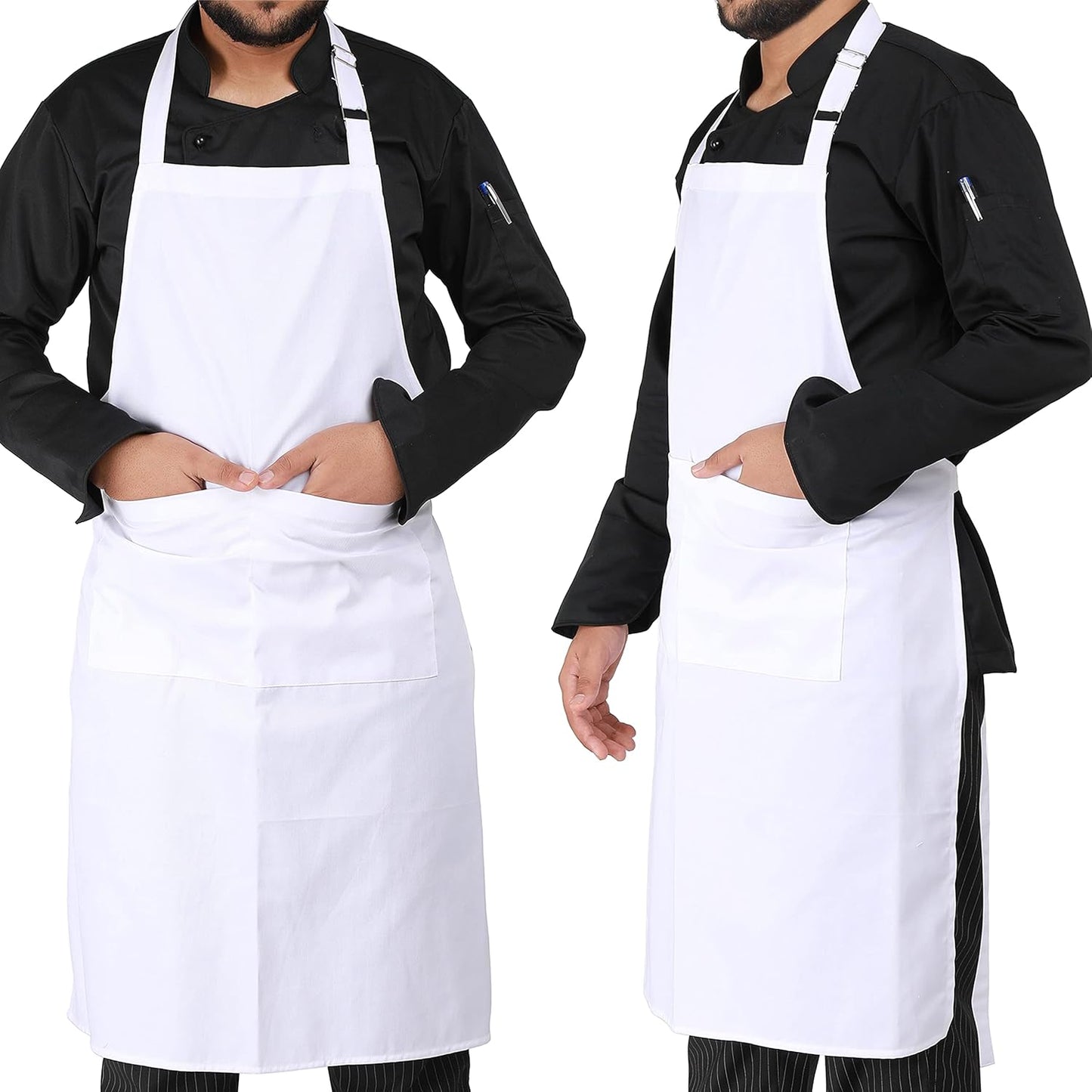 YANEK Kitchen Apron | Unisex Chef Kitchen Adjustable Bib Apron with Pockets | For Home, Restaurant, Cafe