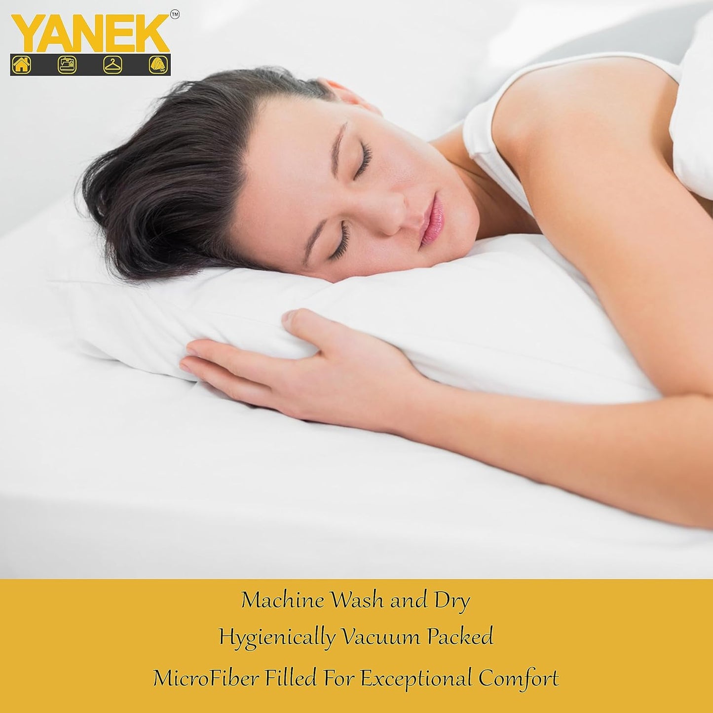 YANEK Ultra Soft Breathable Down Alternative Pillows Princess Press Bed Pillow Super Soft Microfiber Filling Soft & Comfortable, For Neck and Shoulder Support (1, 50cm x 70cm 500g).