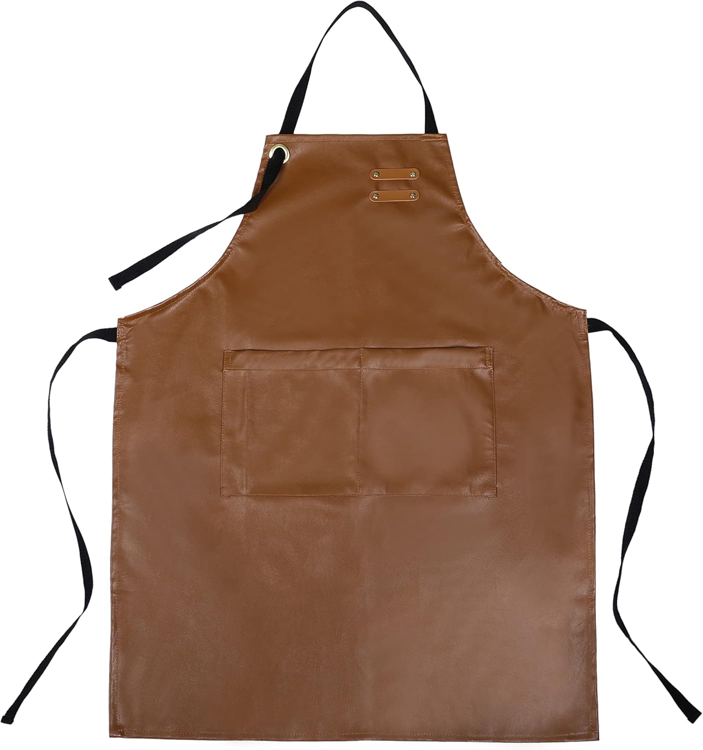 YANEK Unisex Waterproof Leather Chef Apron with Pockets | Leather Apron – Professional Heavy-duty for Home, Kitchen, BBQ, Coffee Shop | 2 Pockets, Adjustable Strap (Green)