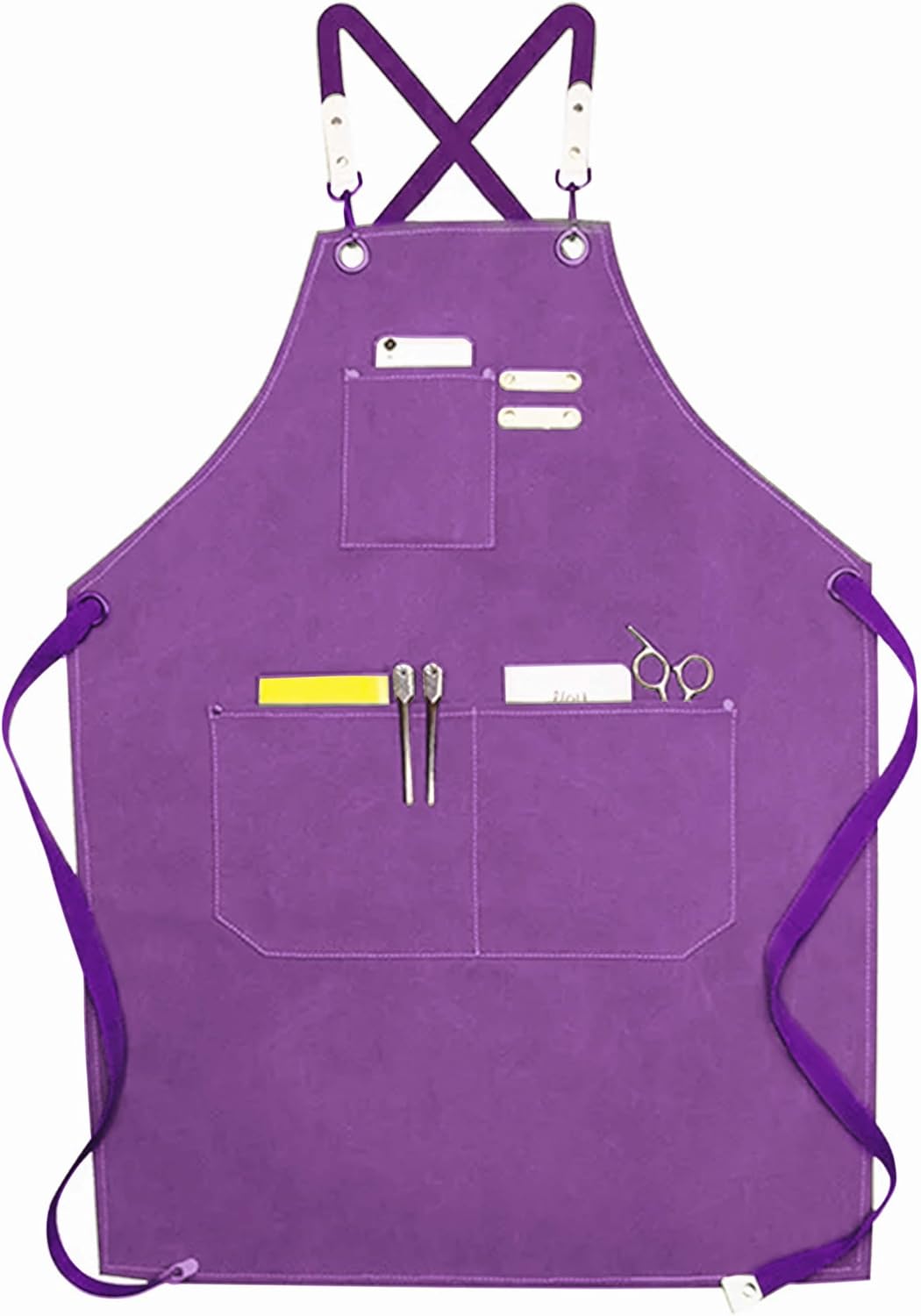 YANEK Chef Apron Cotton Canvas Cross Back Adjustable Apron with 3 Pockets Waterdrop Resistant | for Chef, Artist Painting, Baker, Barista, Bartender, Restaurant, BBQ Aprons for Unisex