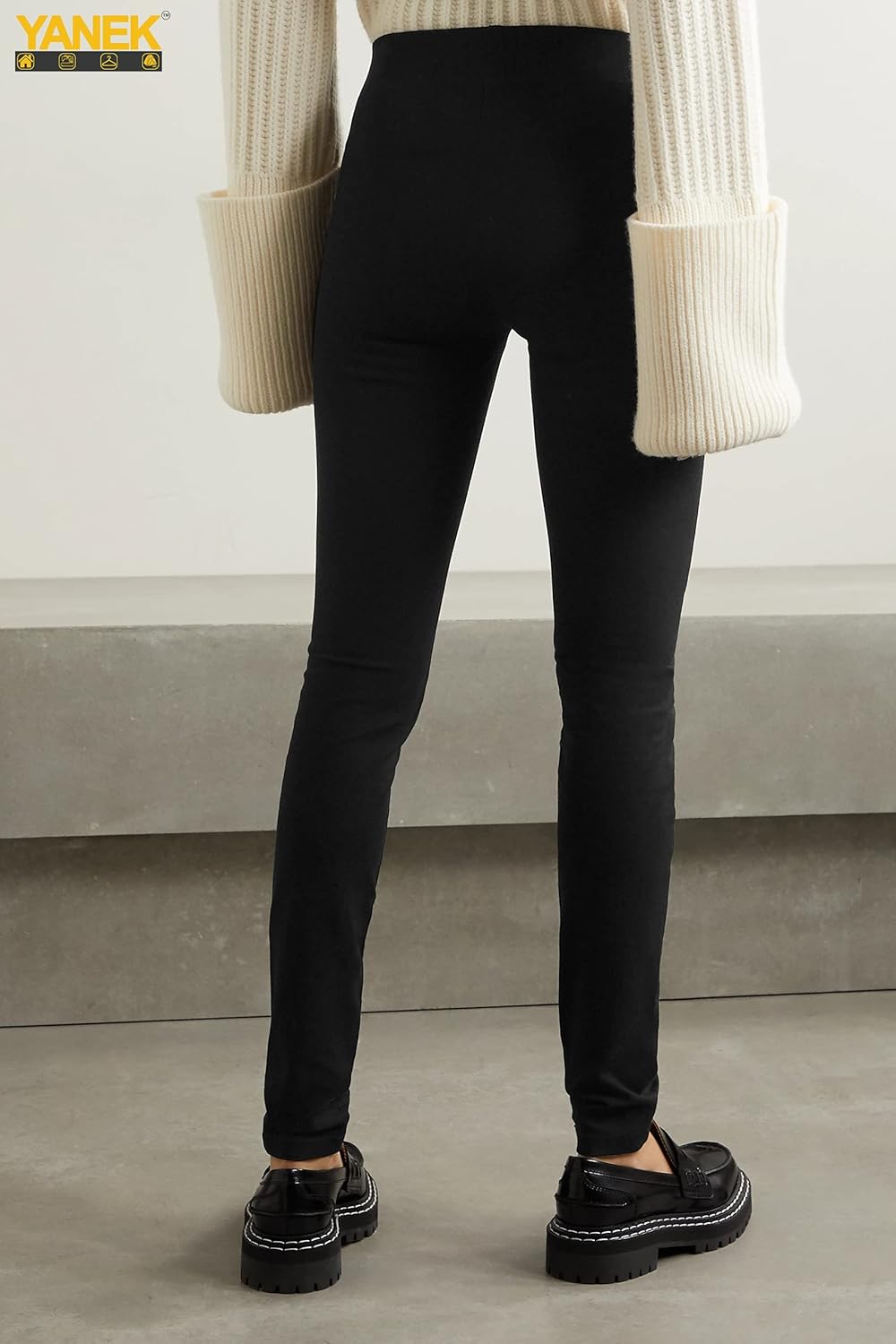 YANEK Plain Black Leggings – Stretchable Cotton Blend with Elastic Waist | Free Size | For Yoga, Running, Fitness & Daily Wear | Wholesale Leggings UAE.