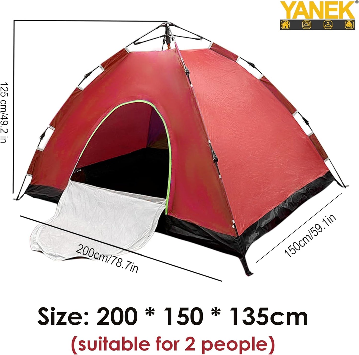 Yanek Waterproof Camping Dome Tent – 2-Person Outdoor Tent with Carry Bag, 1 Door & 1 Window, Compact 2 * 1.5 * 1.1m Lightweight & Portable, Perfect for Family Camping, Hiking & Travel Adventures