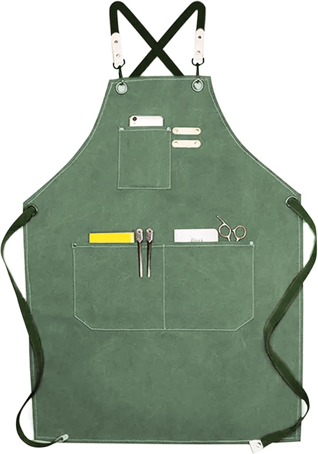 YANEK Chef Apron Cotton Canvas Cross Back Adjustable Apron with 3 Pockets Waterdrop Resistant | for Chef, Artist Painting, Baker, Barista, Bartender, Restaurant, BBQ Aprons for Unisex