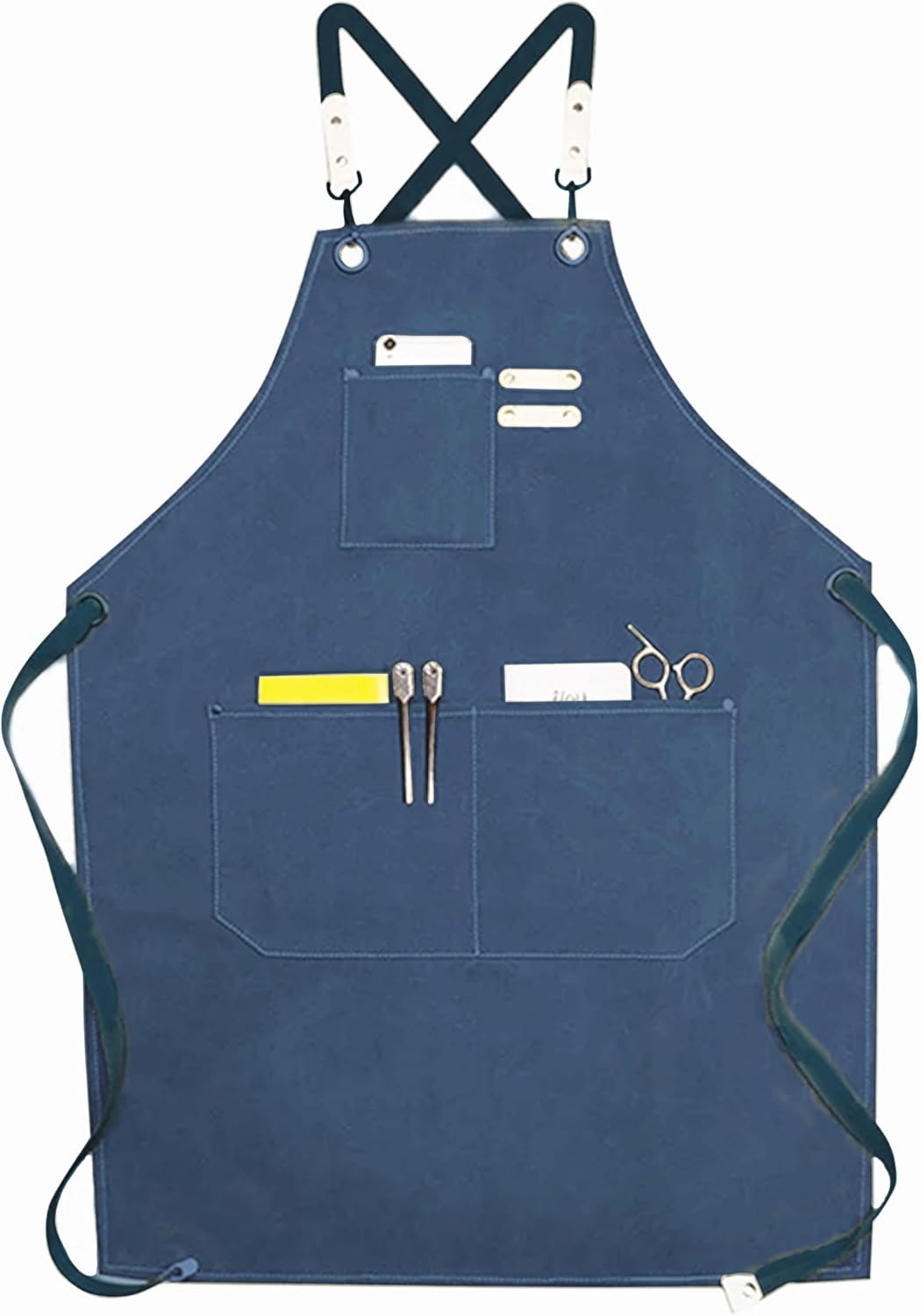 YANEK Chef Apron Cotton Canvas Cross Back Adjustable Apron with 3 Pockets Waterdrop Resistant | for Chef, Artist Painting, Baker, Barista, Bartender, Restaurant, BBQ Aprons for Unisex