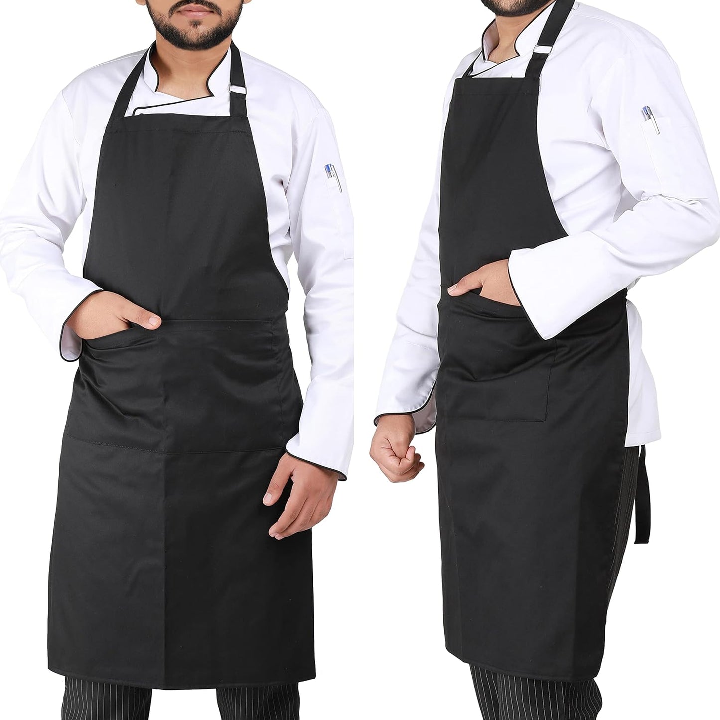 YANEK Kitchen Apron | Unisex Chef Kitchen Adjustable Bib Apron with Pockets | For Home, Restaurant, Cafe