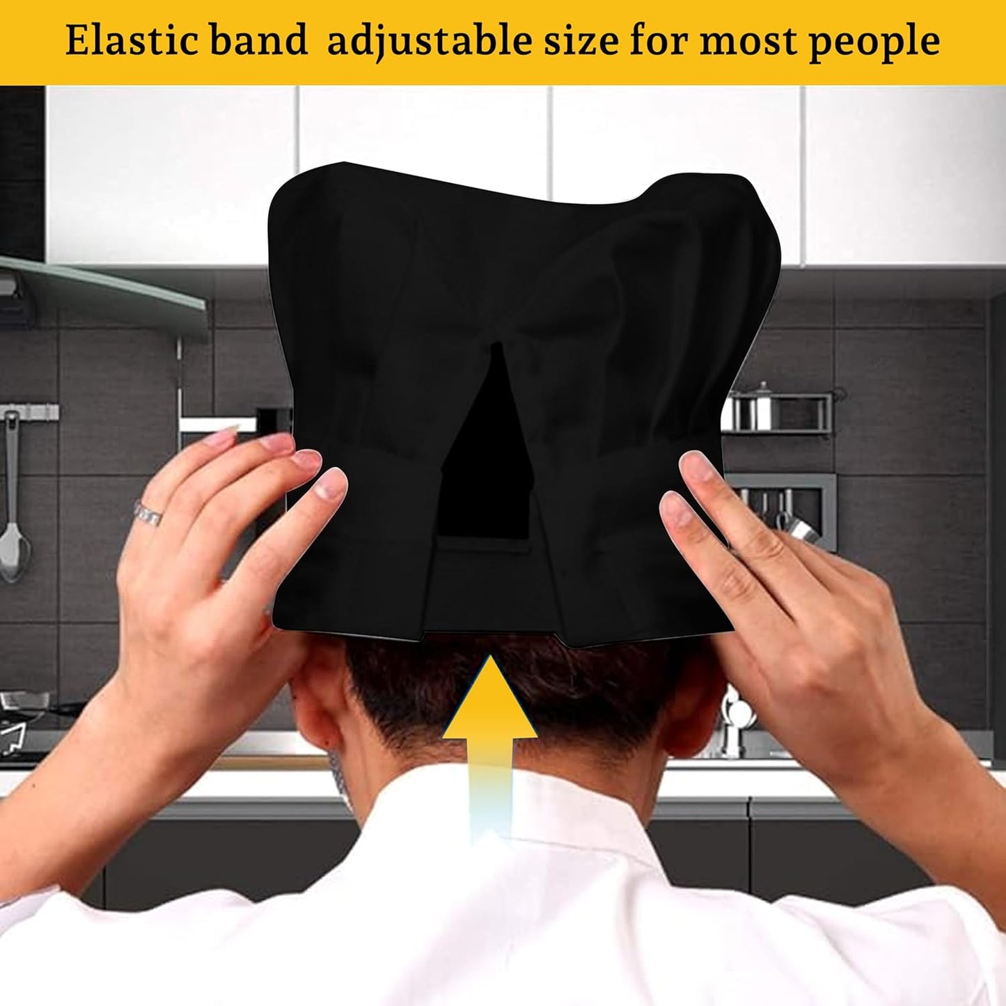 YANEK Unisex Chef Hat Adjustable Elastic | Chef Uniform for Kitchen, Restaurant, Café, Bakery, Hotels Chef Cap Uniform Breathable Hat