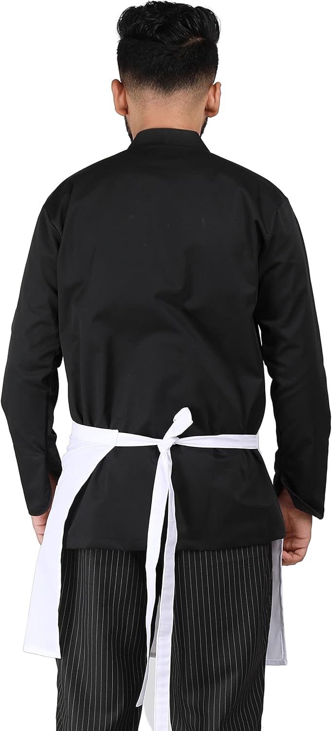 YANEK Kitchen Short Apron | Unisex | Chef Kitchen Adjustable Bib Apron with Pockets & Adjustable Tie Rope | For Home, Restaurant, Café, Hotel, Bakery, Salon
