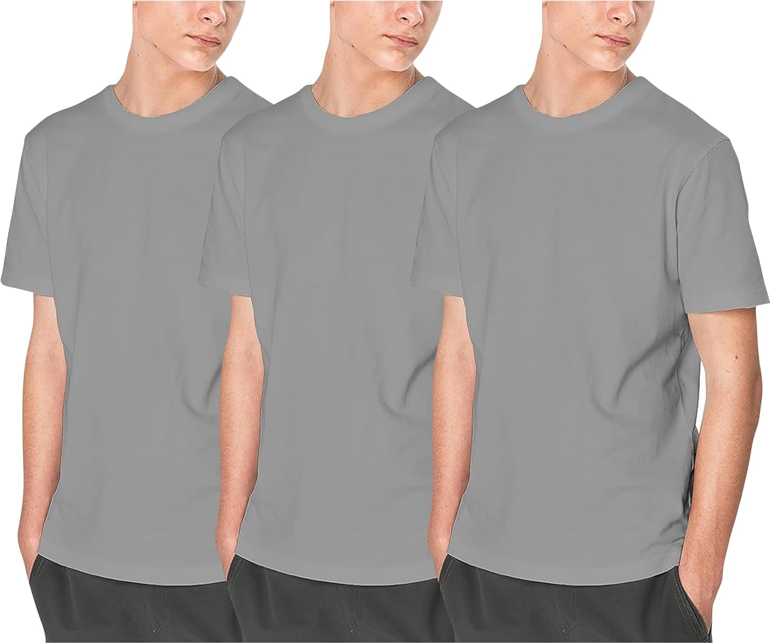 YANEK Solid Unisex Round Neck T-Shirt with Short Sleeves | Crafted from 180 GSM Combed Cotton BIOWASH | All-Day Comfort | Soft | Versatile Fabric for Every Season | Wrinkle-Resistant | Set of 3