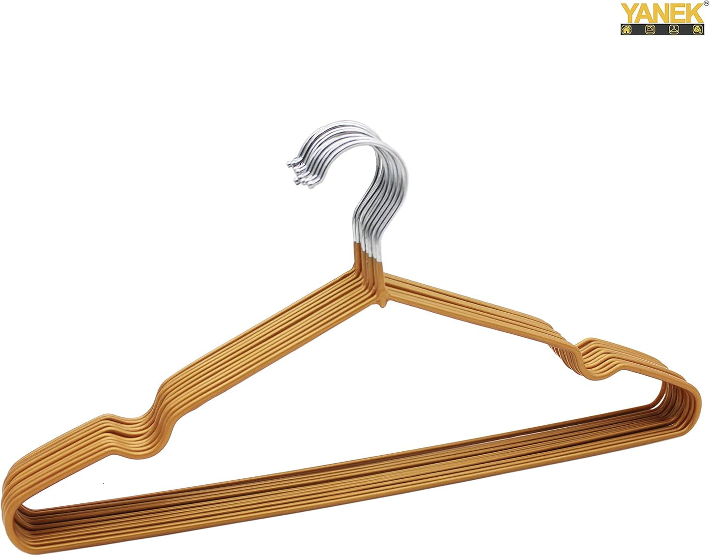YANEK Metal Hangers | For Shirt, Coat, Trousers | Strong, Anti Slip & Space Saving | Rubber Coated, 40 CM (Black, 50)