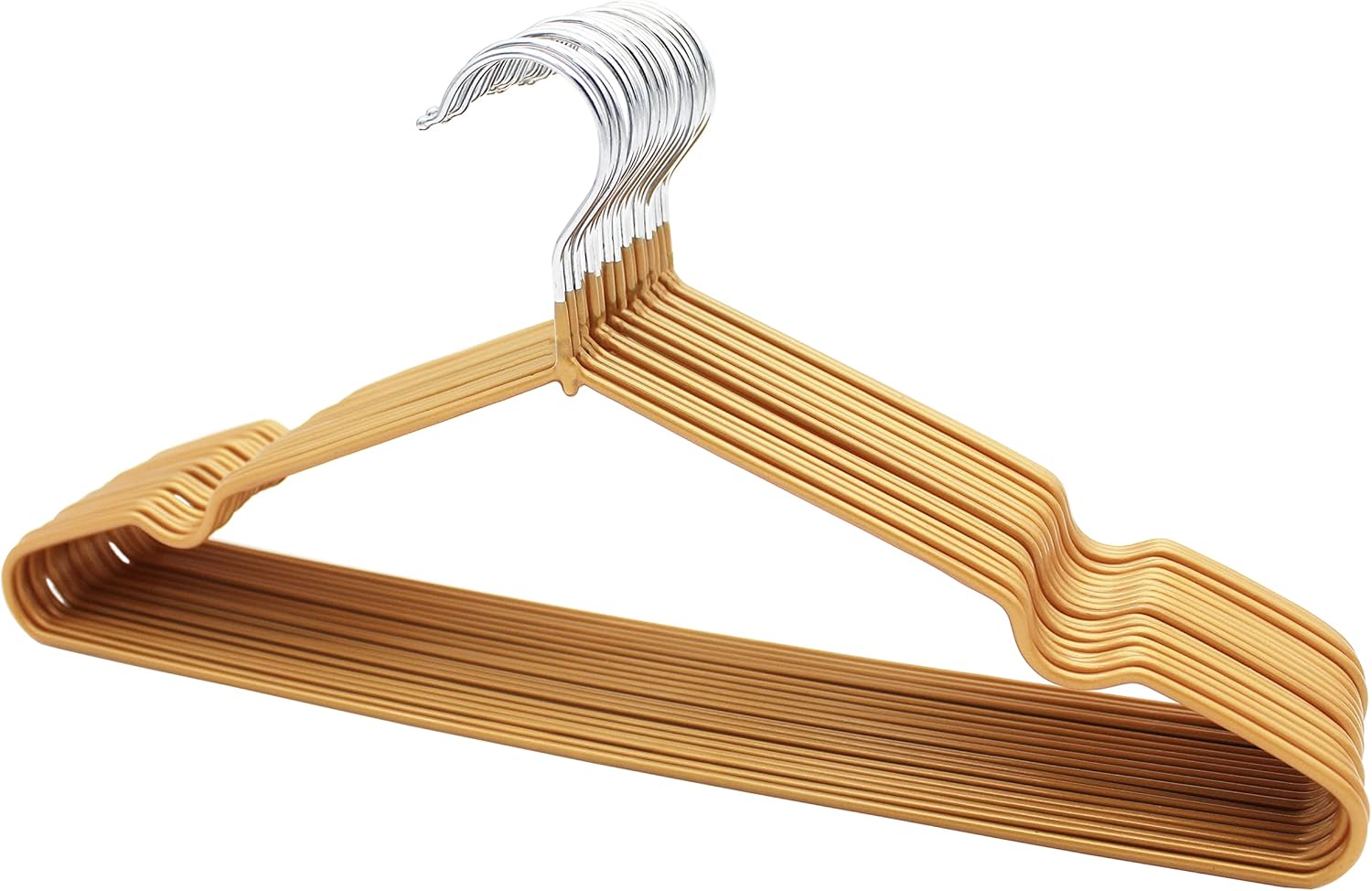 YANEK Metal Hangers | For Shirt, Coat, Trousers | Strong, Anti Slip & Space Saving | Rubber Coated, 40 CM (Black, 50)