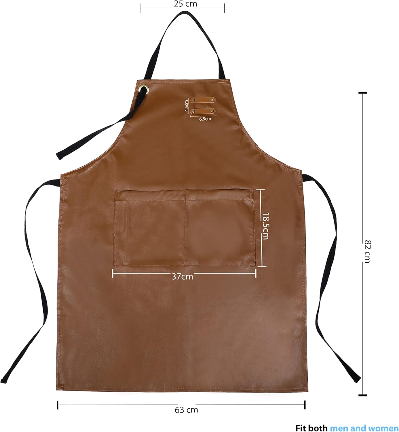 YANEK Unisex Waterproof Leather Chef Apron with Pockets | Leather Apron – Professional Heavy-duty for Home, Kitchen, BBQ, Coffee Shop | 2 Pockets, Adjustable Strap (Green)
