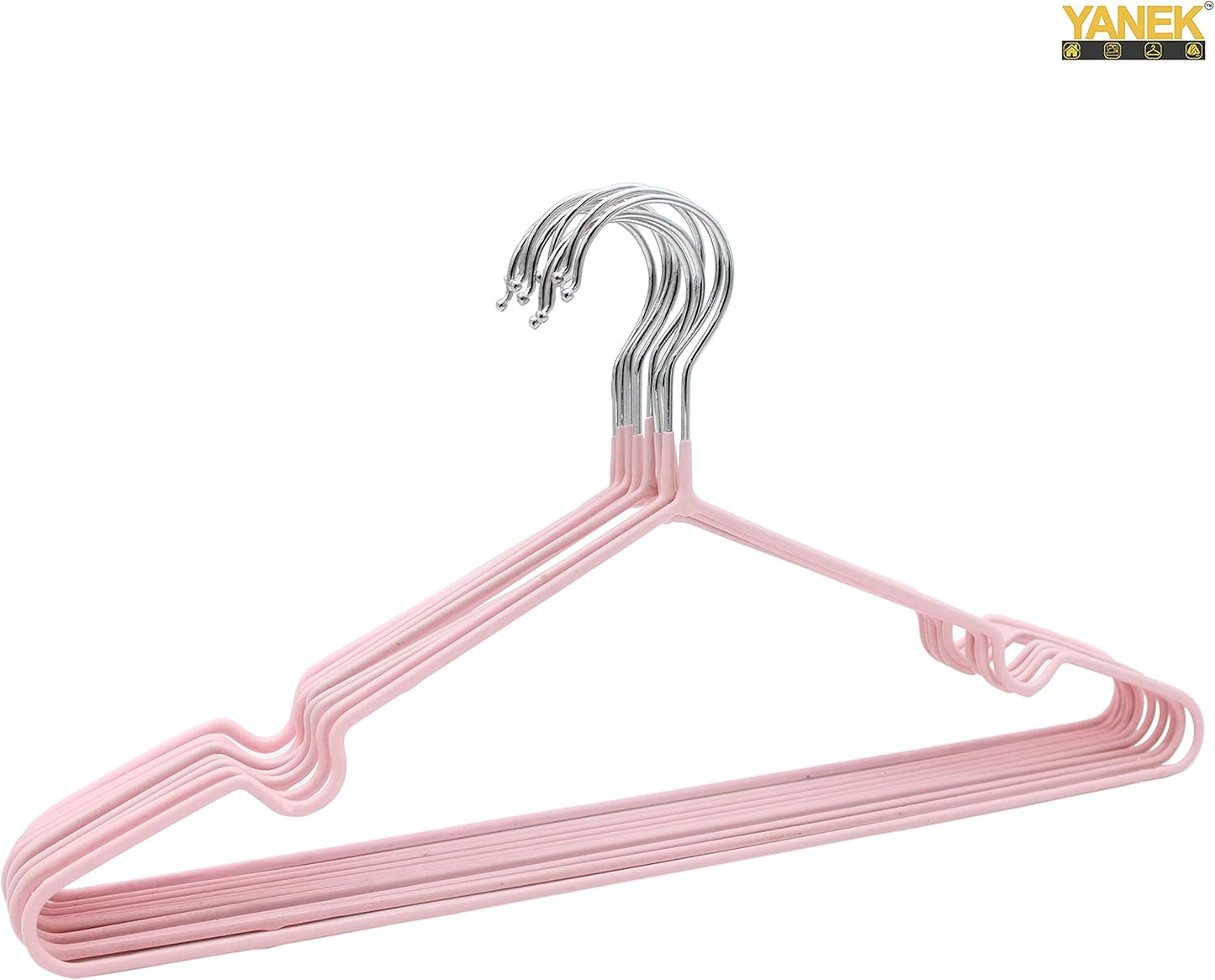 YANEK Metal Hangers | For Shirt, Coat, Trousers | Strong, Anti Slip & Space Saving | Rubber Coated, 40 CM (Black, 50)