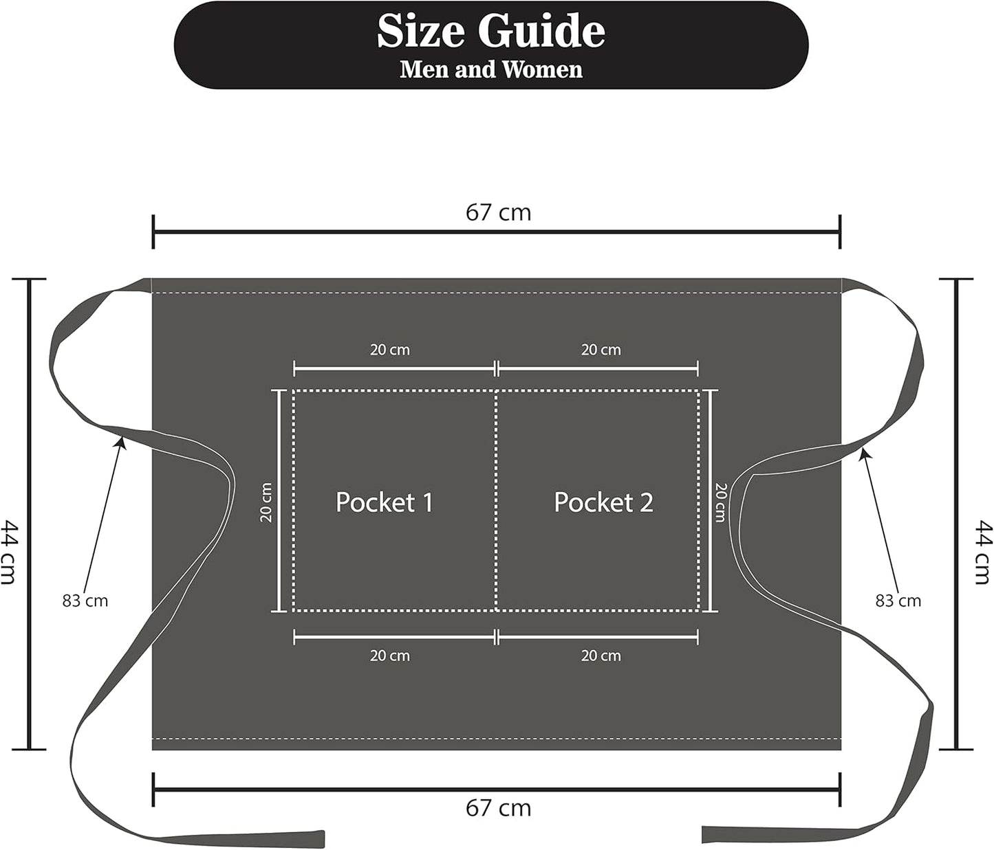 YANEK Kitchen Short Apron | Unisex | Chef Kitchen Adjustable Bib Apron with Pockets & Adjustable Tie Rope | For Home, Restaurant, Café, Hotel, Bakery, Salon