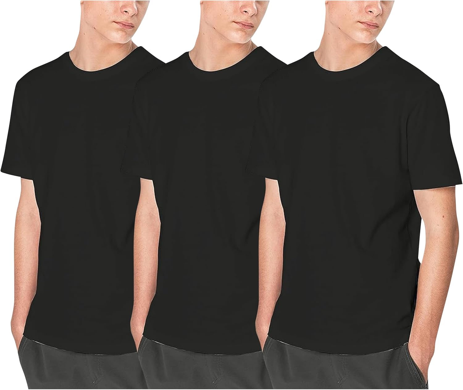 YANEK Solid Unisex Round Neck T-Shirt with Short Sleeves | Crafted from 180 GSM Combed Cotton BIOWASH | All-Day Comfort | Soft | Versatile Fabric for Every Season | Wrinkle-Resistant | Set of 3