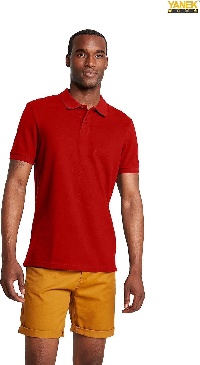 YANEK Men’s Polo Shirt – Cotton Blend Regular Fit Short Sleeve | Button-Down Collar | Breathable for Golf, Tennis, Work & Casual | Wholesale Polo Shirts UAE