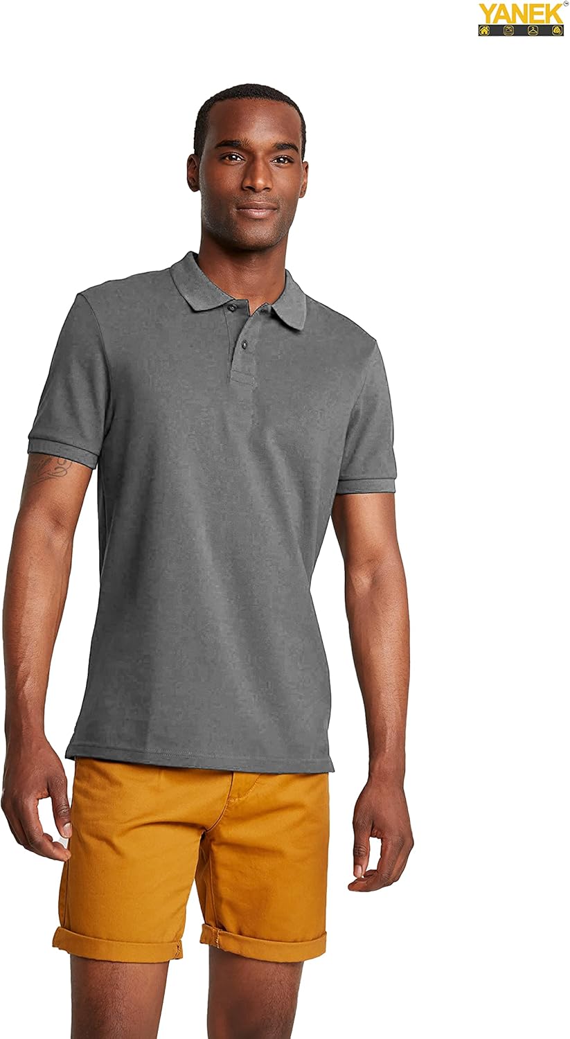 YANEK Men’s Polo Shirt – Cotton Blend Regular Fit Short Sleeve | Button-Down Collar | Breathable for Golf, Tennis, Work & Casual | Wholesale Polo Shirts UAE