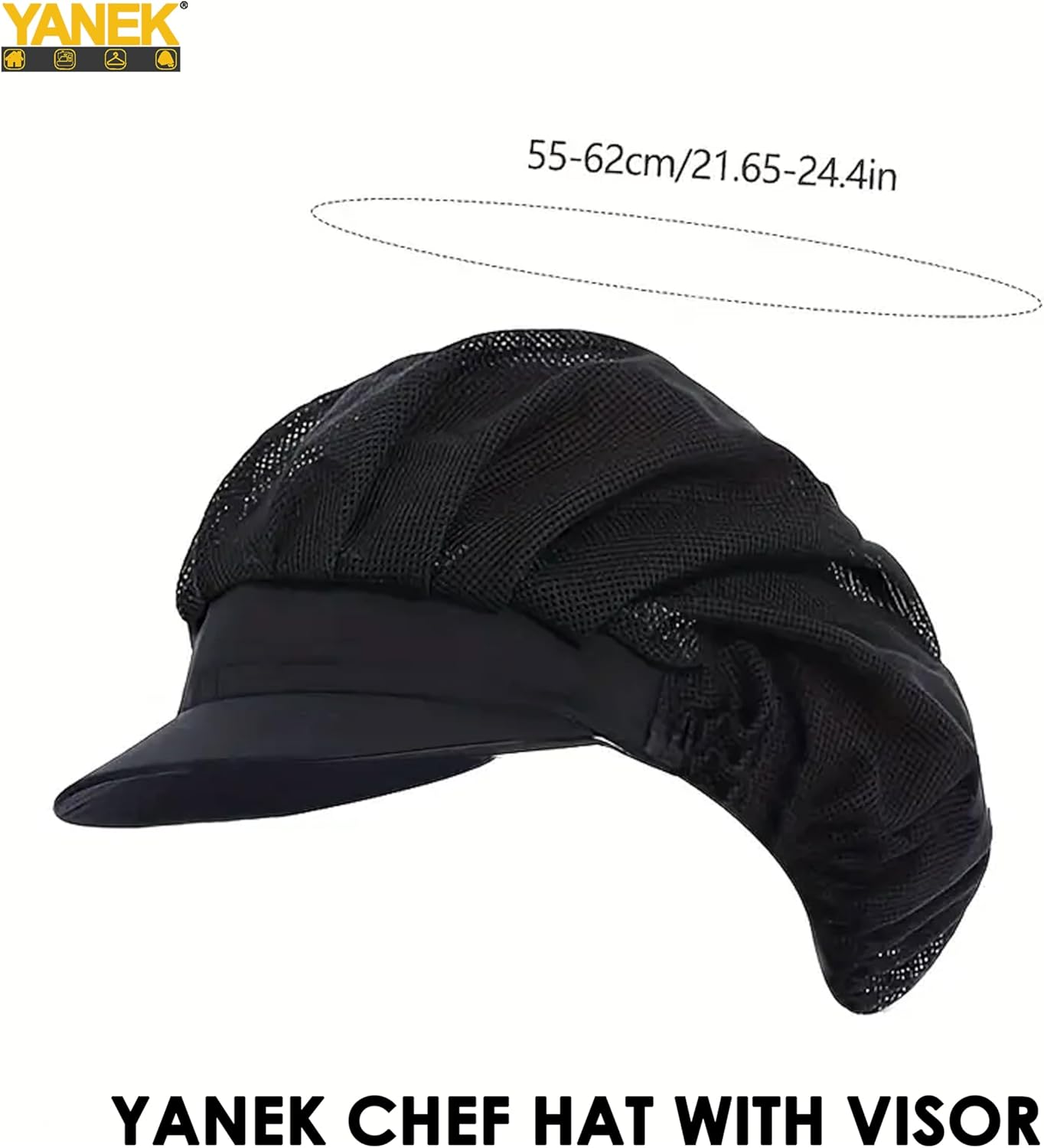 Yanek Professional Chef Hat with Visor – Adjustable and Lightweight Kitchen Cap for Men and Women – Ideal for Culinary Professionals, Home Cooks, Bakers, Restaurant Staff, Outdoor Catering Events