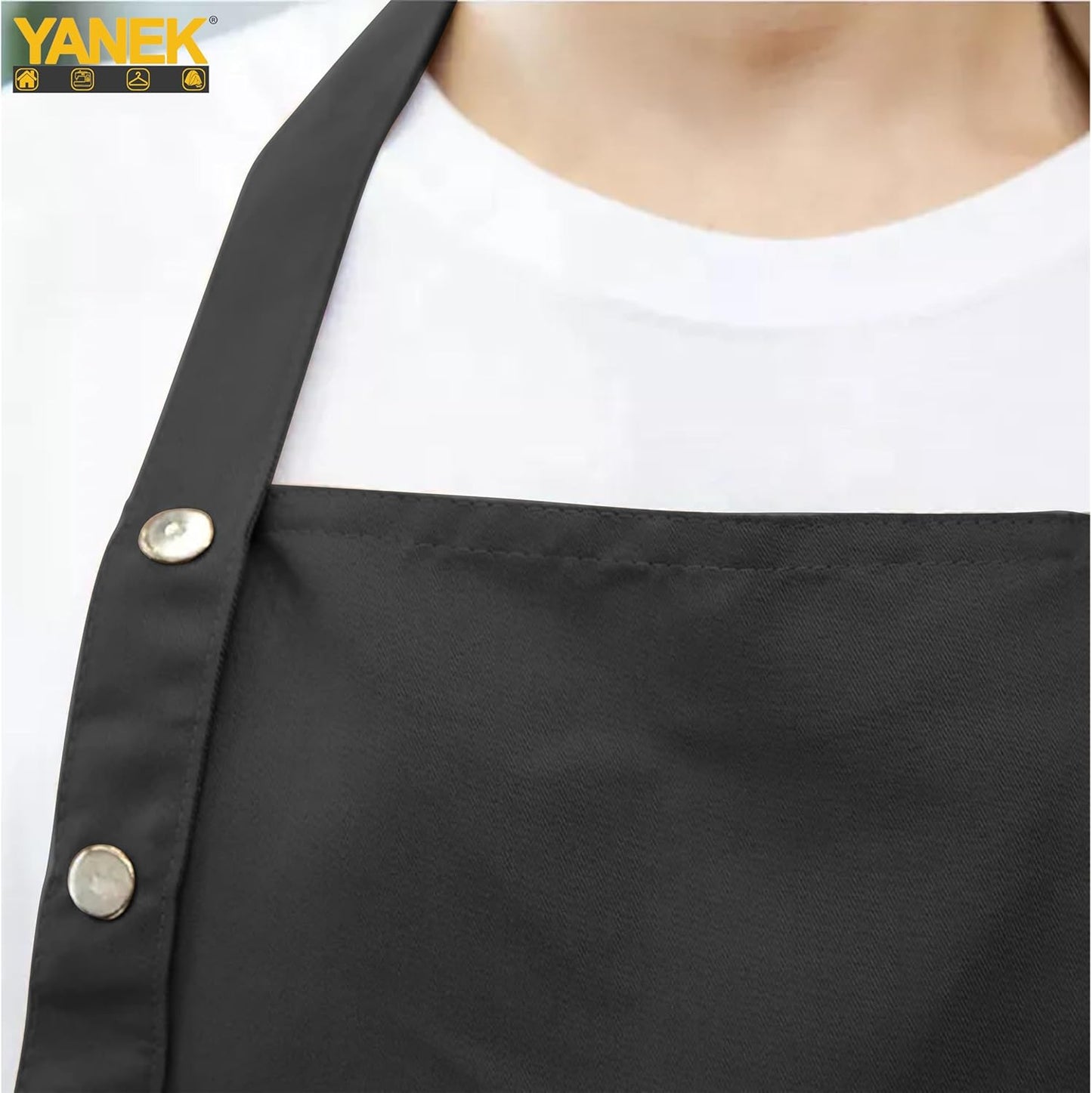 Yanek Adjustable Kitchen Apron for Women and Men – Waterproof Canvas Apron with Pockets, Ideal for Home, Restaurant, and Coffee House