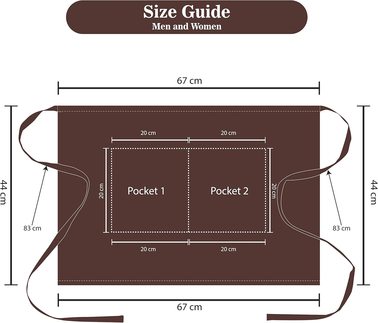 YANEK Kitchen Short Apron | Unisex | Chef Kitchen Adjustable Bib Apron with Pockets & Adjustable Tie Rope | For Home, Restaurant, Café, Hotel, Bakery, Salon