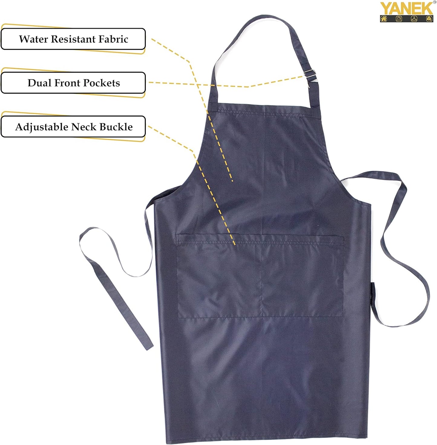 YANEK Waterproof Kitchen Apron – Unisex Adjustable Apron with 2 Pockets | Waterproof & Durable for Restaurant, Café, Workshop | Wholesale Kitchen Uniforms UAE