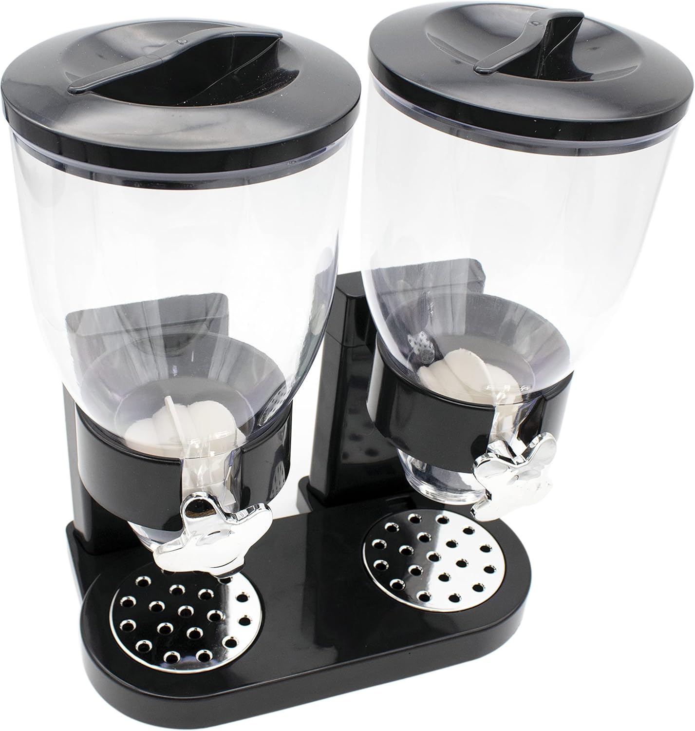 YANEK Dual Cereal Dispenser | Double Snack Storage Containers | BPA Free Plastic | Rice, Grains, Candy, Corn Flakes, Muesli Container | 2Ltr. Capacity in each Jar