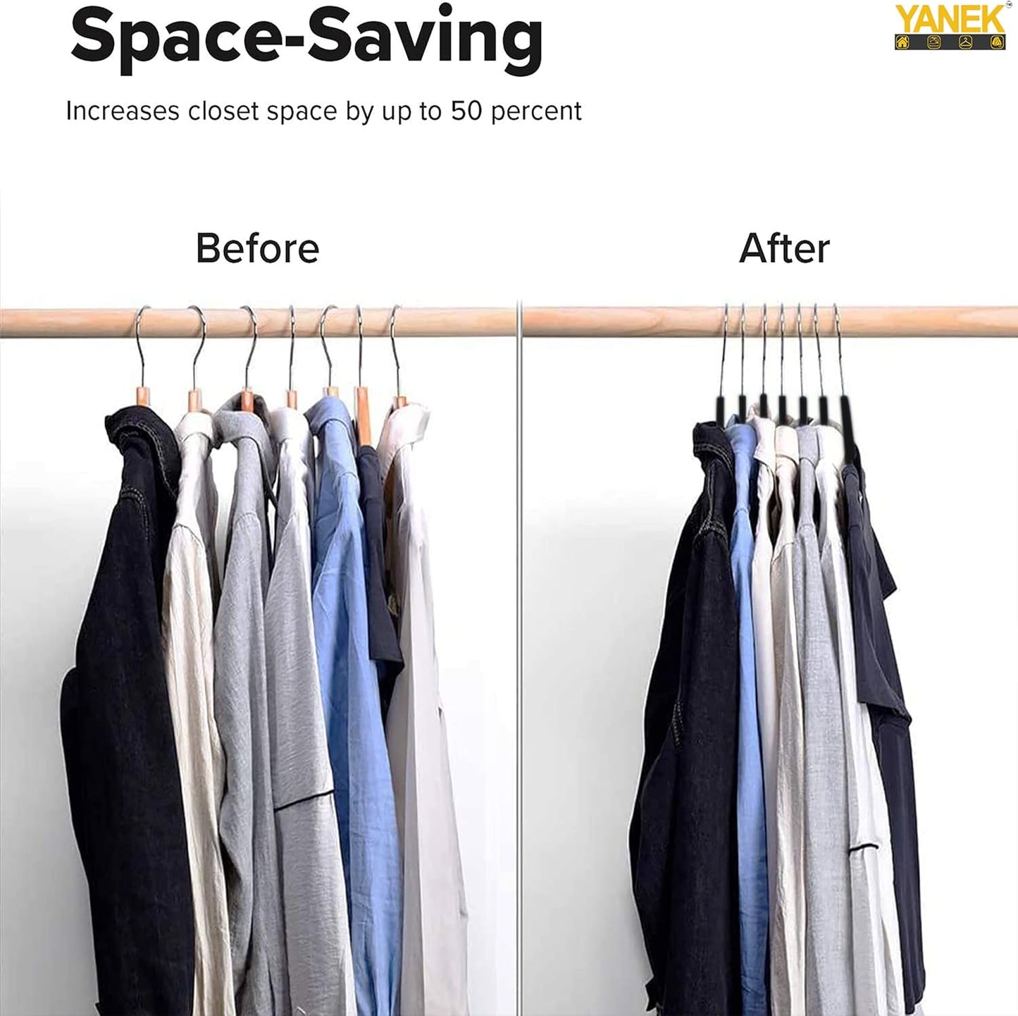 YANEK Non-Slip Velvet Hangers | Ultra Thin | Heavy Duty | 360° Rotating Hook | For Suit, Dress, Shirts (White, 50)