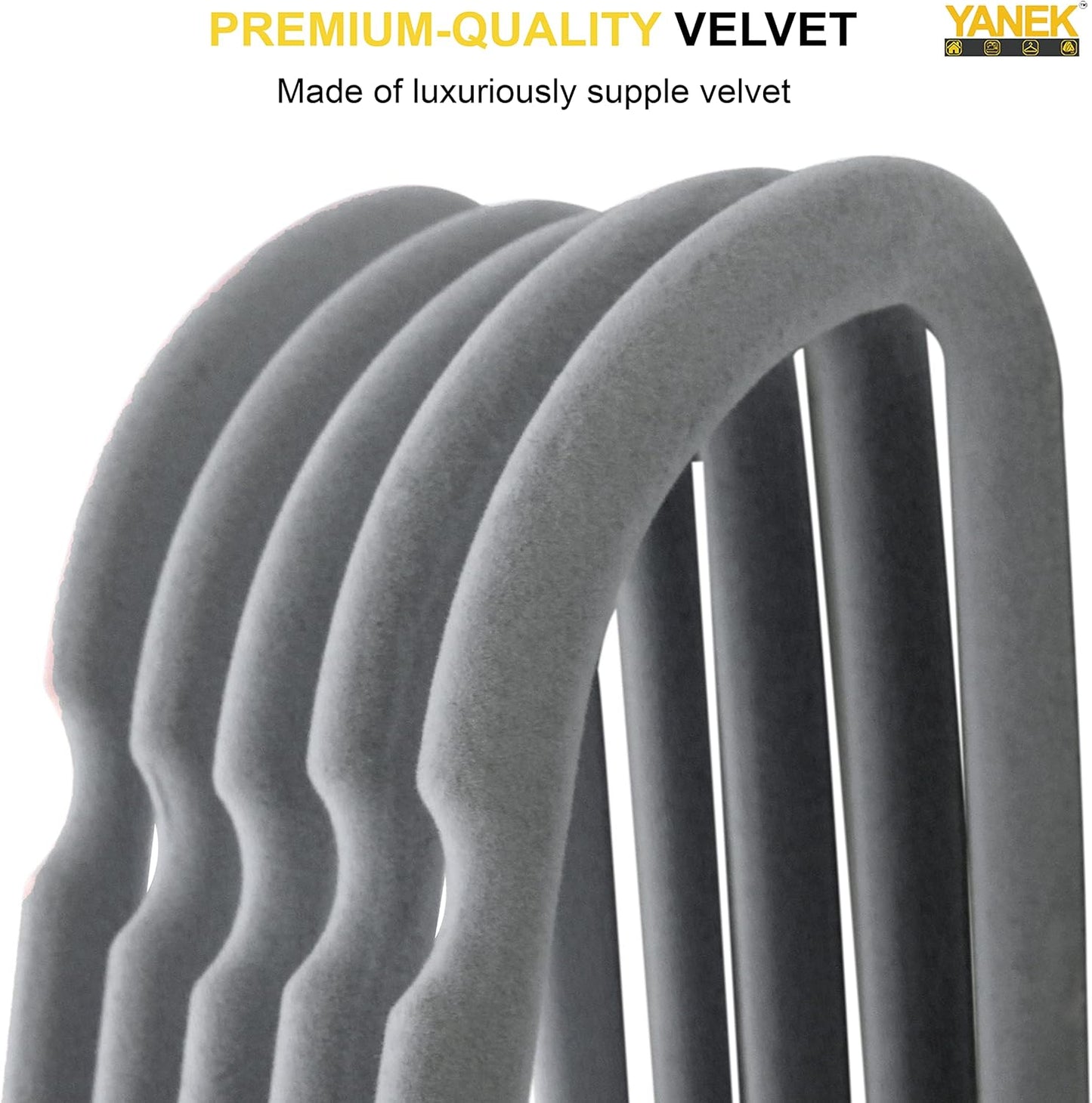 YANEK Non-Slip Velvet Hangers | Ultra Thin | Heavy Duty | 360° Rotating Hook | For Suit, Dress, Shirts (White, 50)