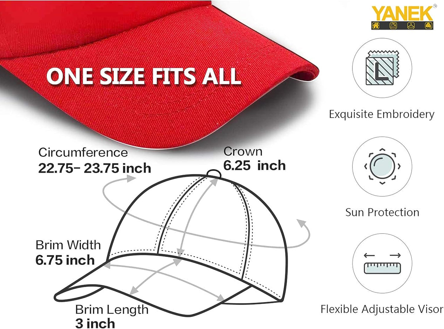 YANEK Plain Baseball Cap – Cotton Adjustable Dad Hat with Velcro | Classic Sports Cap for Men & Women | Wholesale Caps UAE.