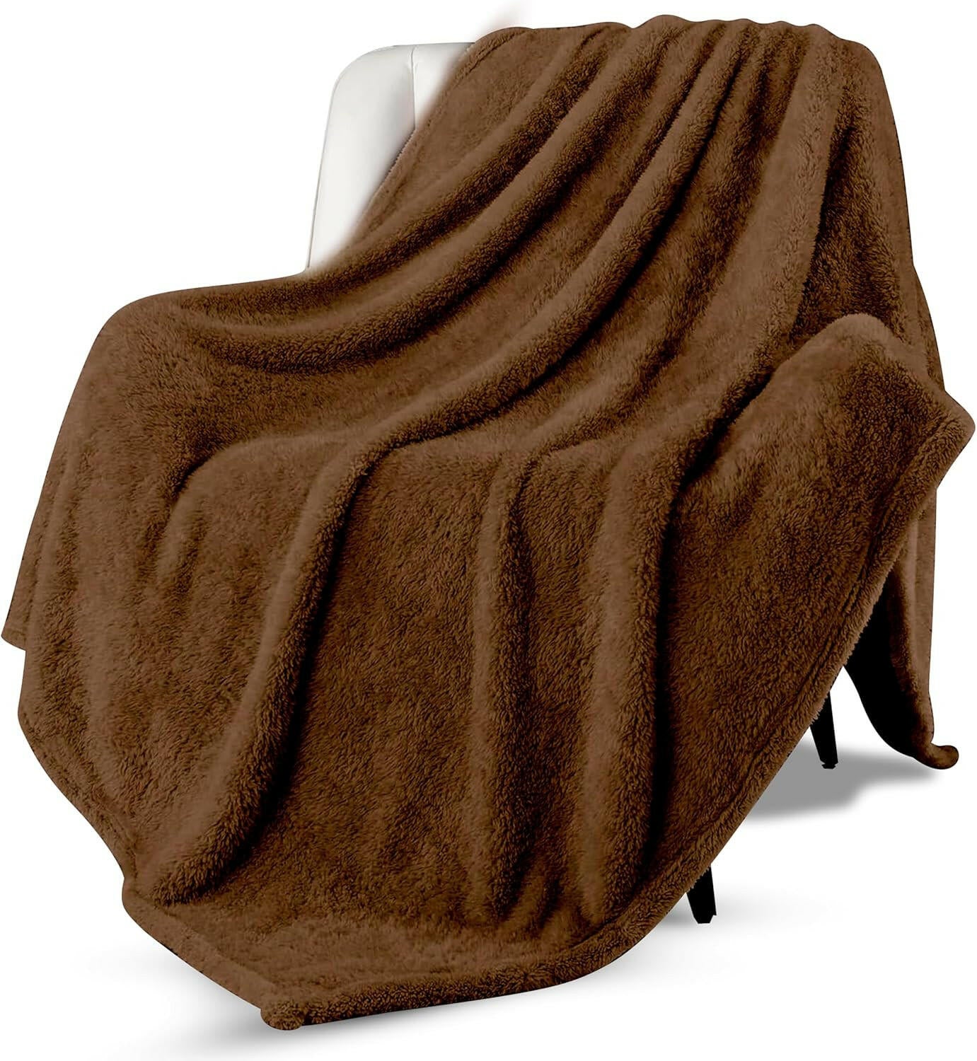 Yanek Ultra-Soft Double Micro Fleece Flannel Blanket – 260 GSM Premium Quality, Super Plush, Warm & Cozy All-Season Throw Blanket for Bed or Couch,Generous Size 200 x 220 cm (BROWN)