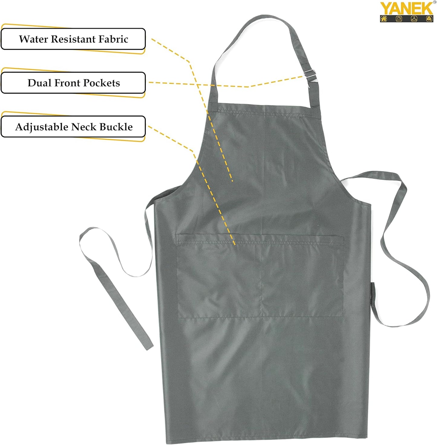 YANEK Waterproof Kitchen Apron – Unisex Adjustable Apron with 2 Pockets | Waterproof & Durable for Restaurant, Café, Workshop | Wholesale Kitchen Uniforms UAE.