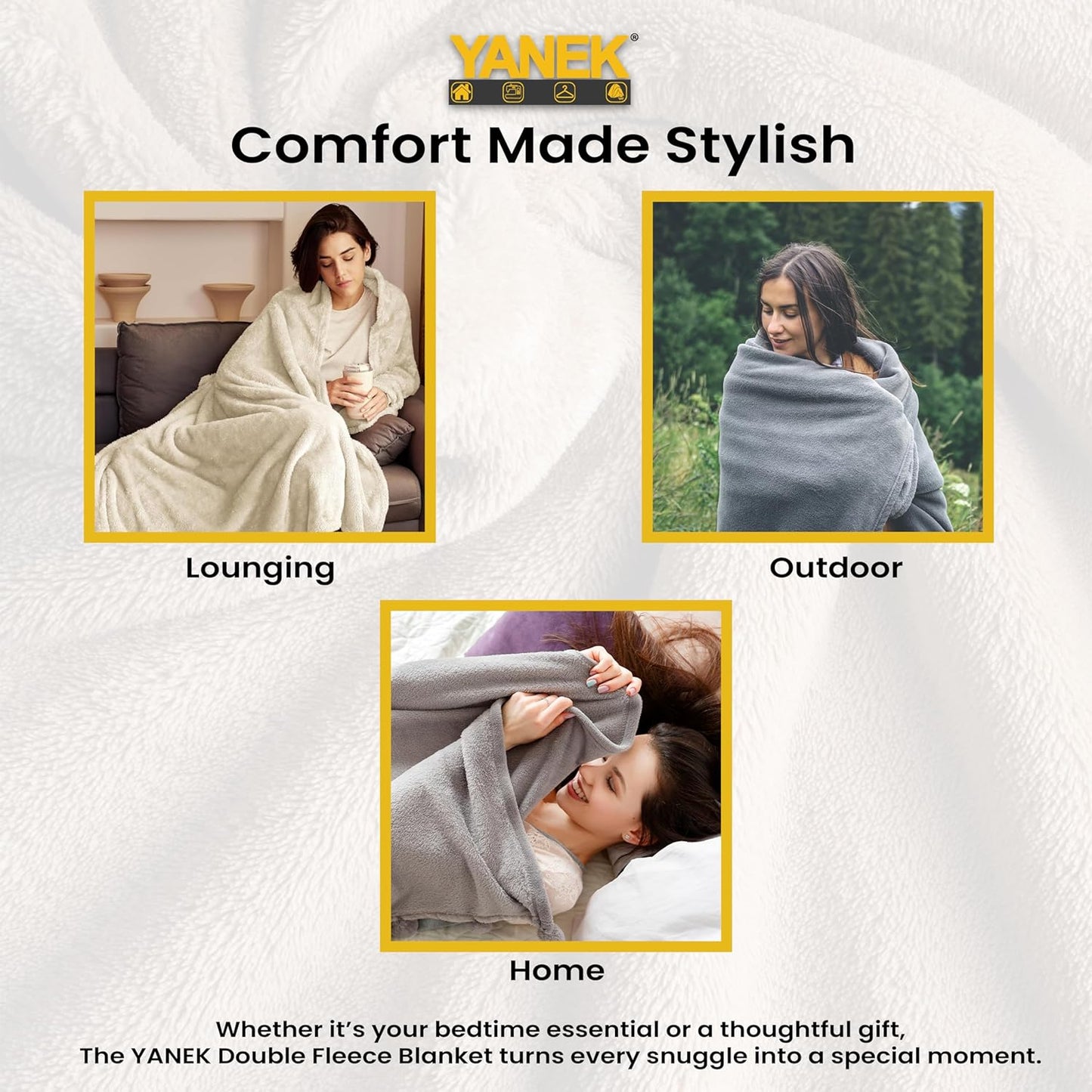 Yanek Ultra-Soft Double Micro Fleece Flannel Blanket – 260 GSM Premium Quality, Super Plush, Warm & Cozy All-Season Throw Blanket for Bed or Couch,Generous Size 200 x 220 cm (BROWN)