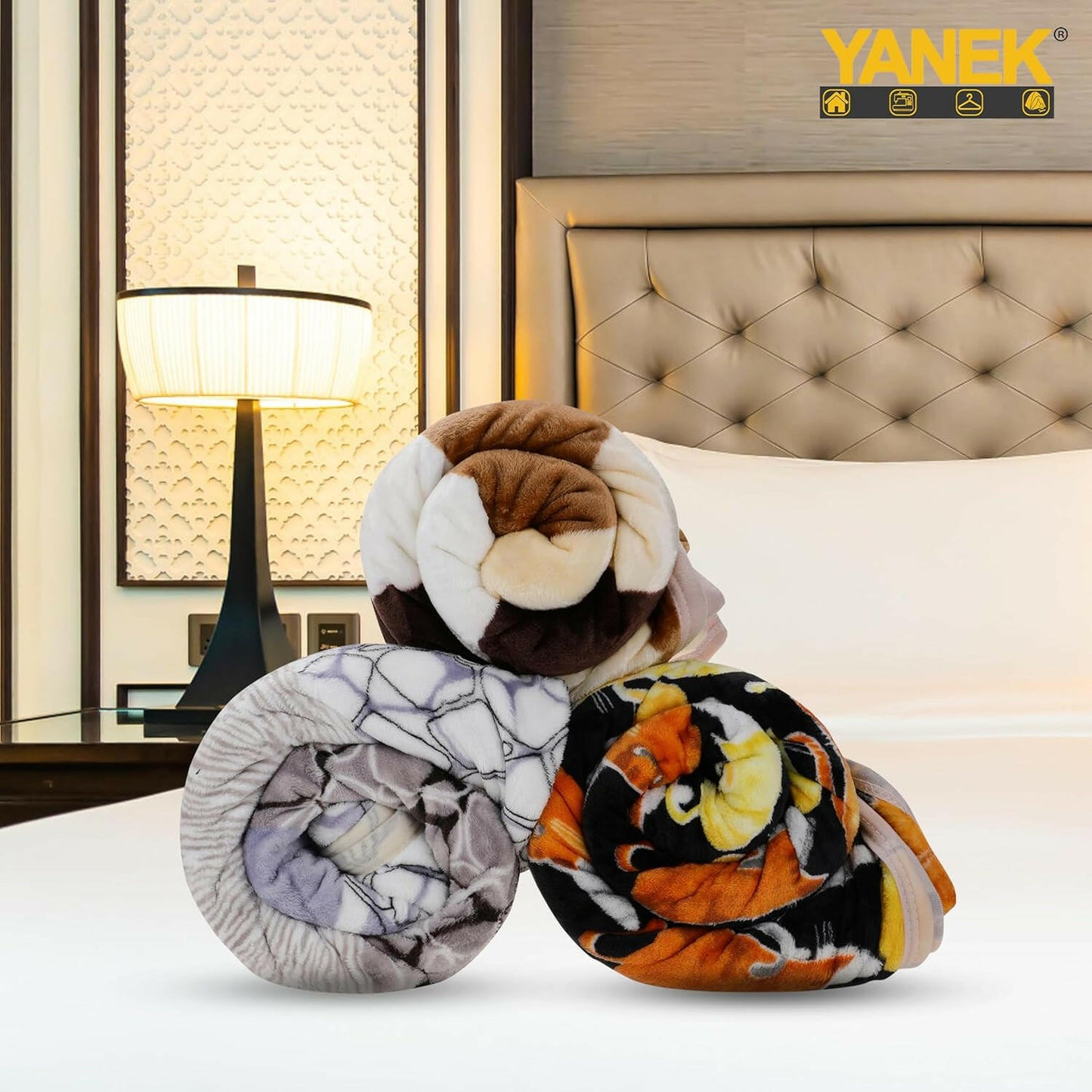 Yanek Fleece Blanket - Ultra Soft Microfiber Luxury Blanket for Couch, Sofa, Bed, Chair, and Travel (150 x 200, Plain-MixColor).