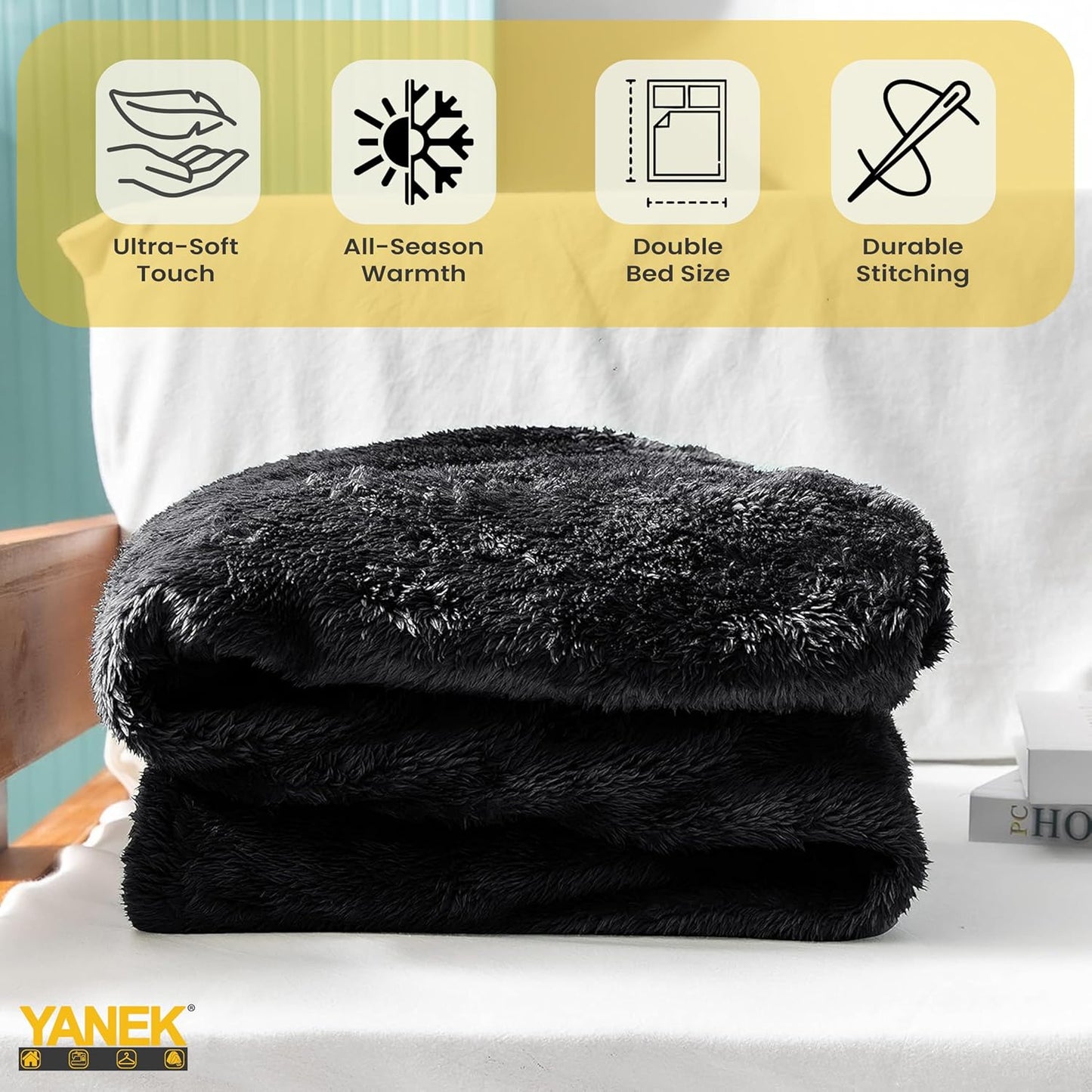 Yanek Ultra-Soft Double Micro Fleece Flannel Blanket – 260 GSM Premium Quality, Super Plush, Warm & Cozy All-Season Throw Blanket for Bed or Couch,Generous Size 200 x 220 cm (BROWN)