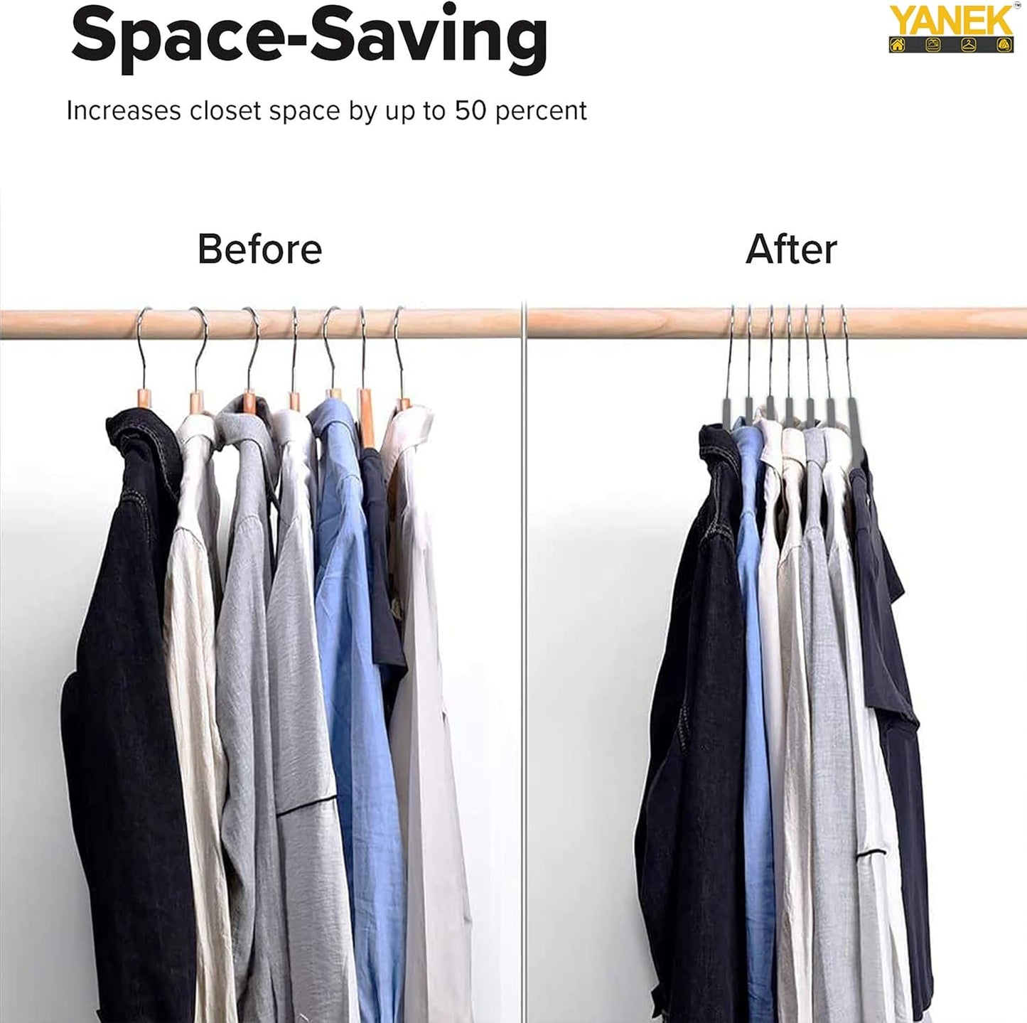 YANEK Non-Slip Velvet Hangers | Ultra Thin | Heavy Duty | 360° Rotating Hook | For Suit, Dress, Shirts (White, 50)