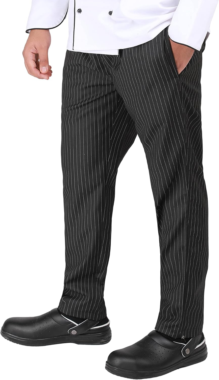 YANEK Chef Trousers | Unisex Regular Fit Chef Pants with Elastic Waistband & Drawstring | Kitchen Uniform for Men & Women | For Kitchen, Bakery, Café, Restaurant